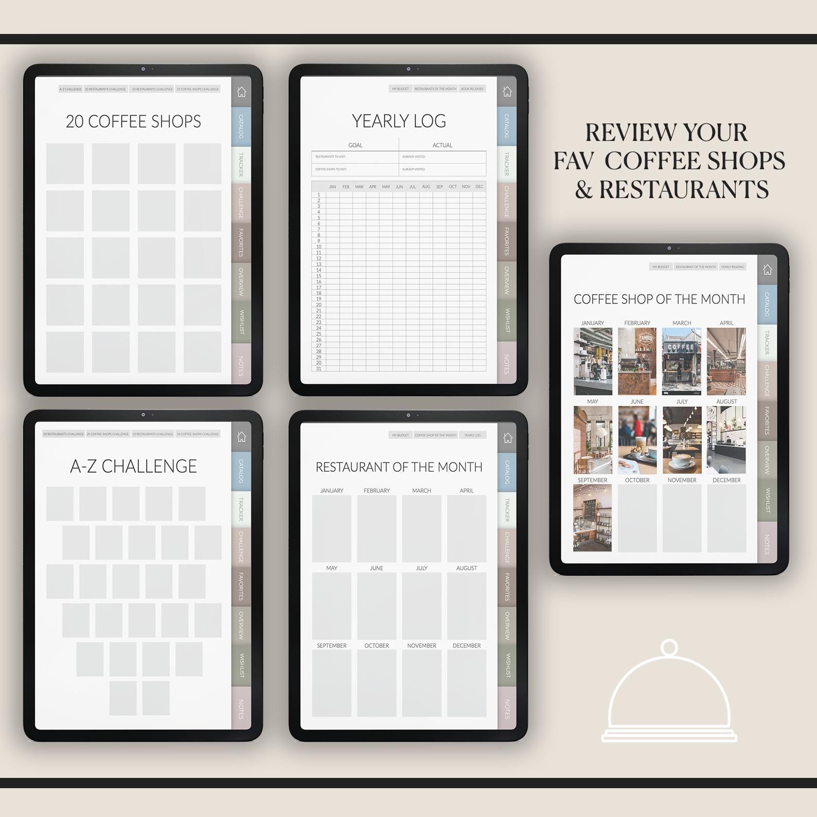 Coffee & Restaurant Journal: Foodie Review Tracker + 500 Stickers