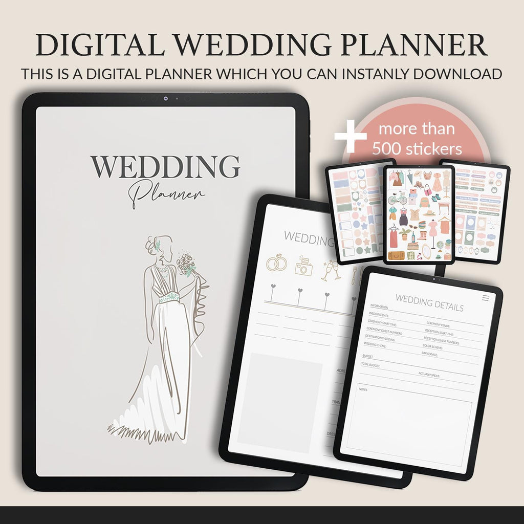 Wedding Planner: 500+ Stickers, Bridal Checklist (GoodNotes)