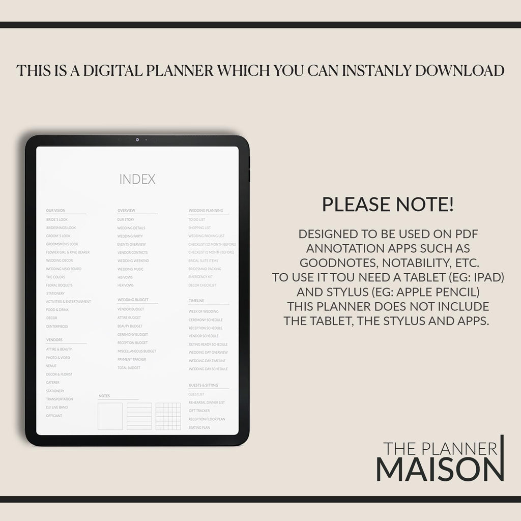 Wedding Planner: 500+ Stickers, Bridal Checklist (GoodNotes)