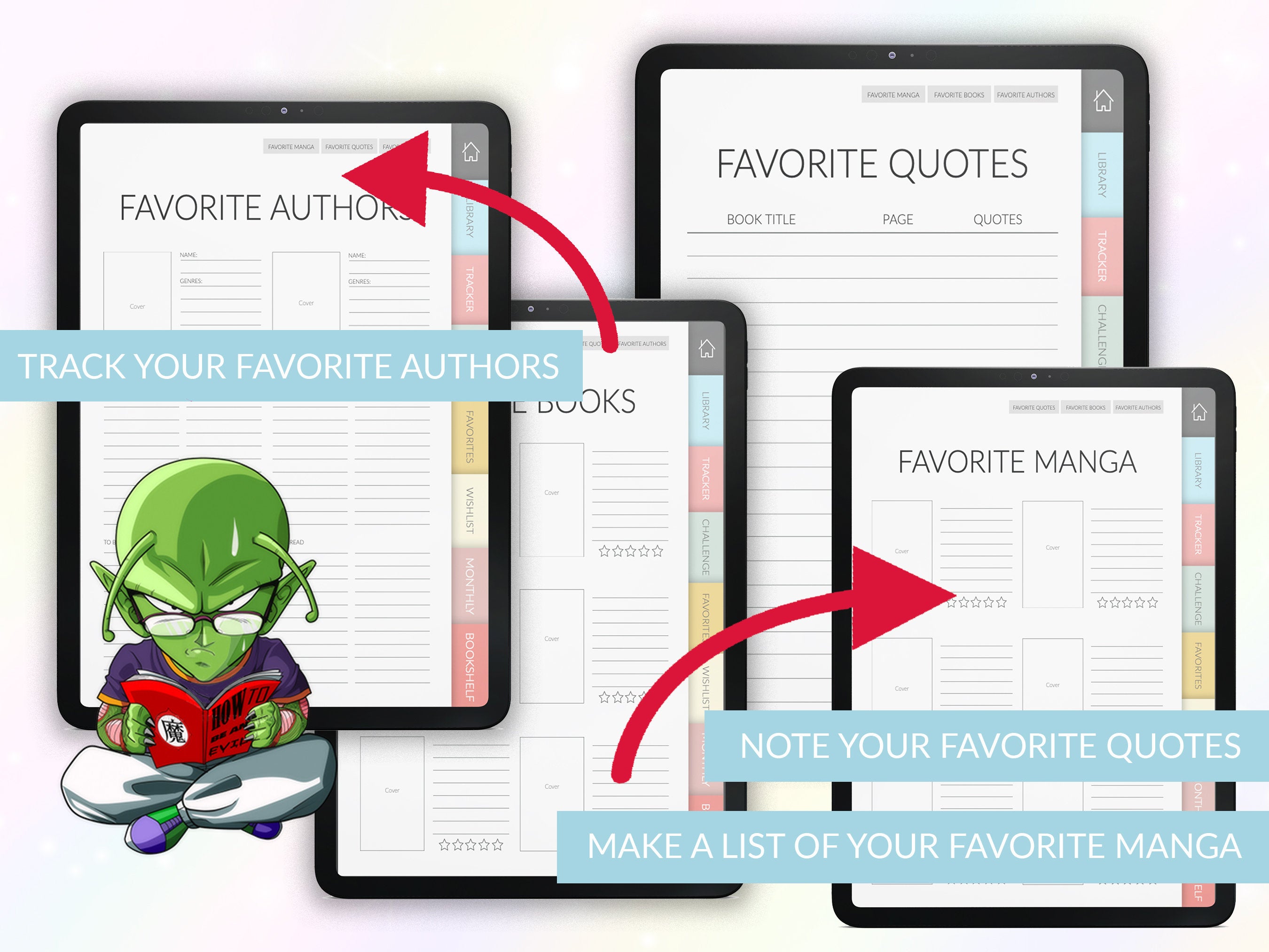 Books & Manga Journal | Reading Planner | Manga Tracker | Manga girl |  GoodNotes, Notability