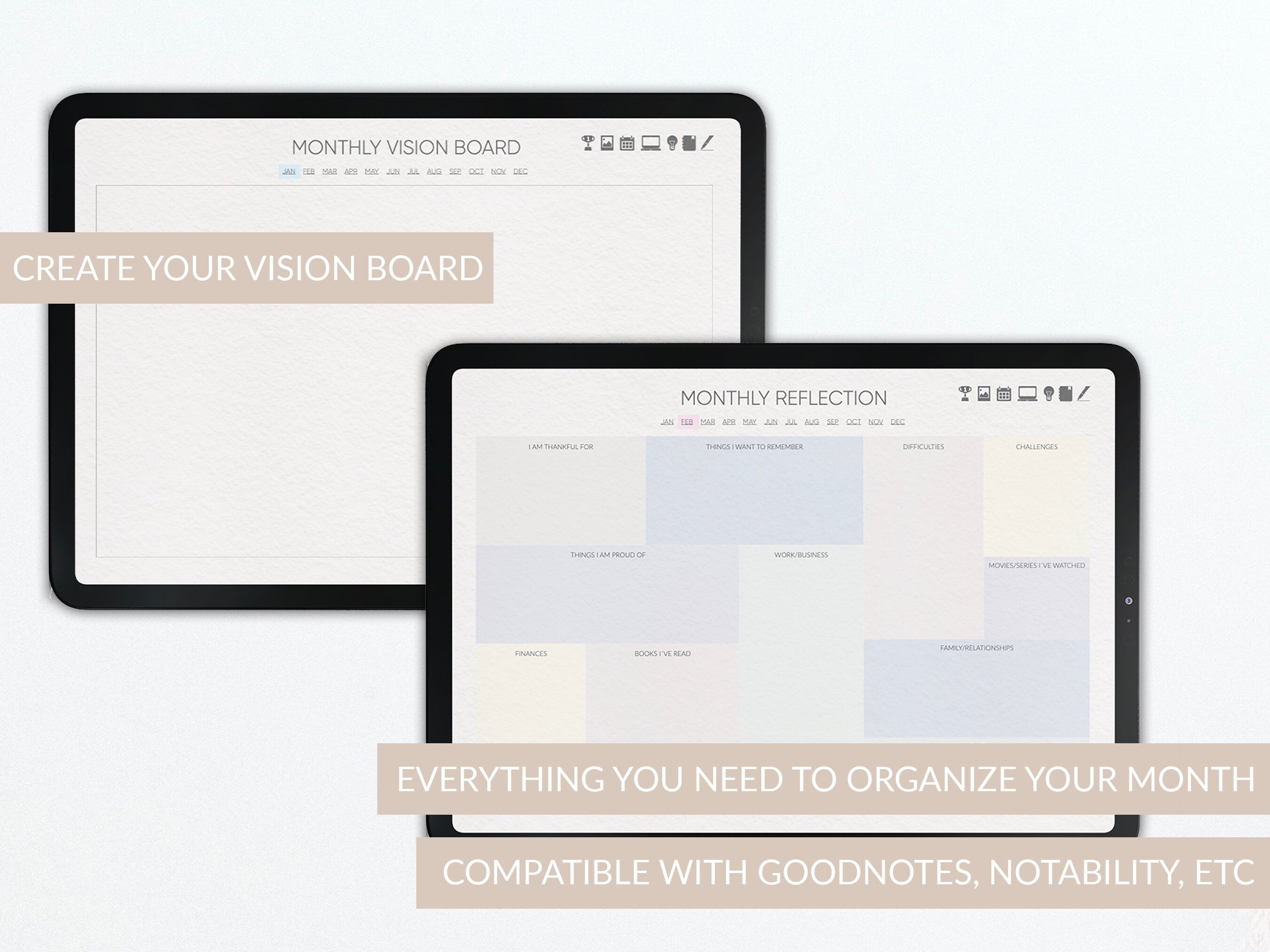 Monthly Planner | Undated Horizontal Journal