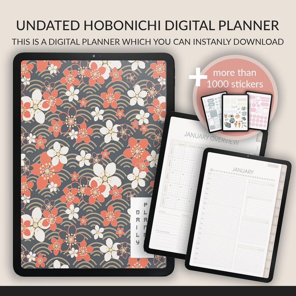 Undated Hobonichi Digital Planner: Daily, Weekly, Monthly