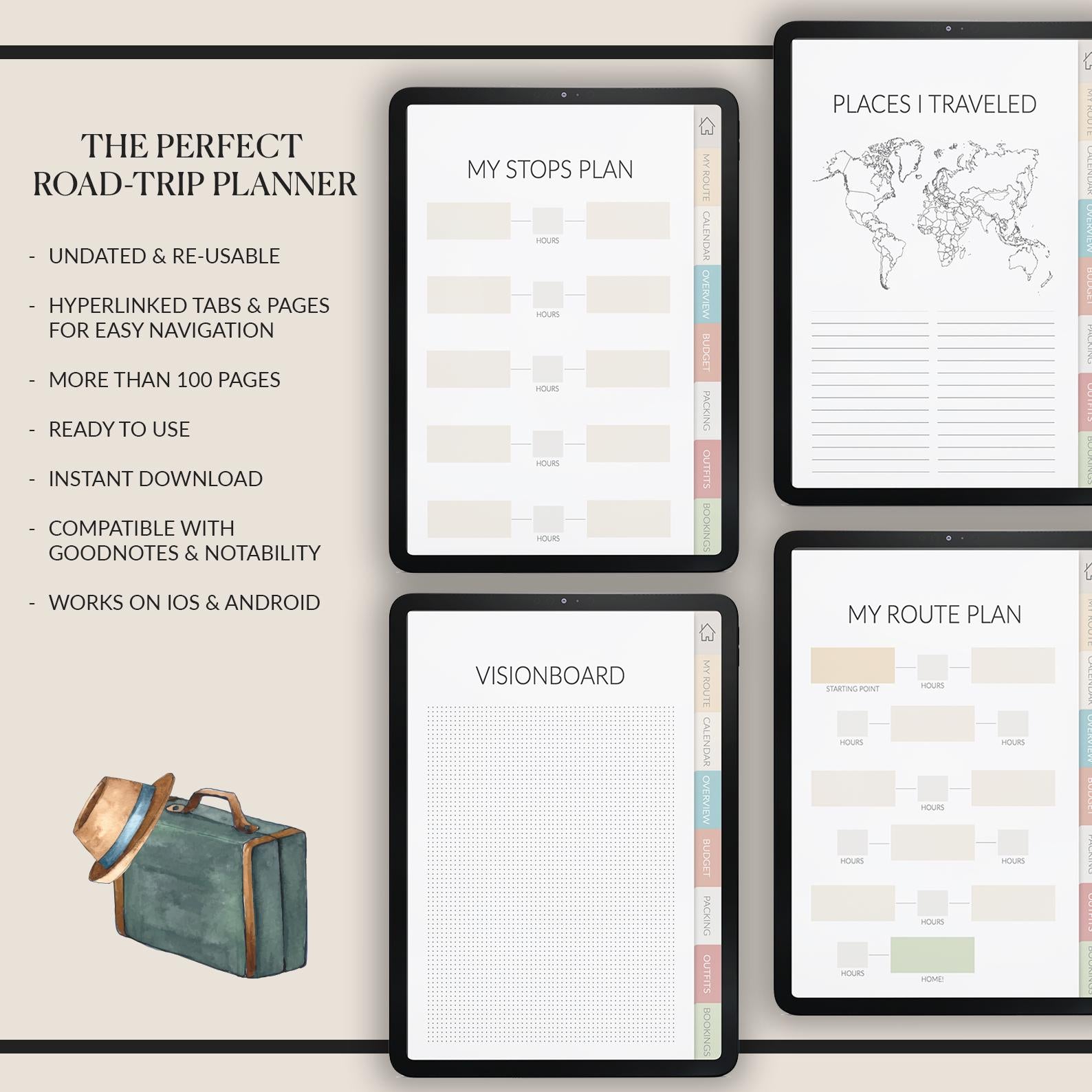 Road Trip Planner | Travel Journal | Trip Planner | Packing List