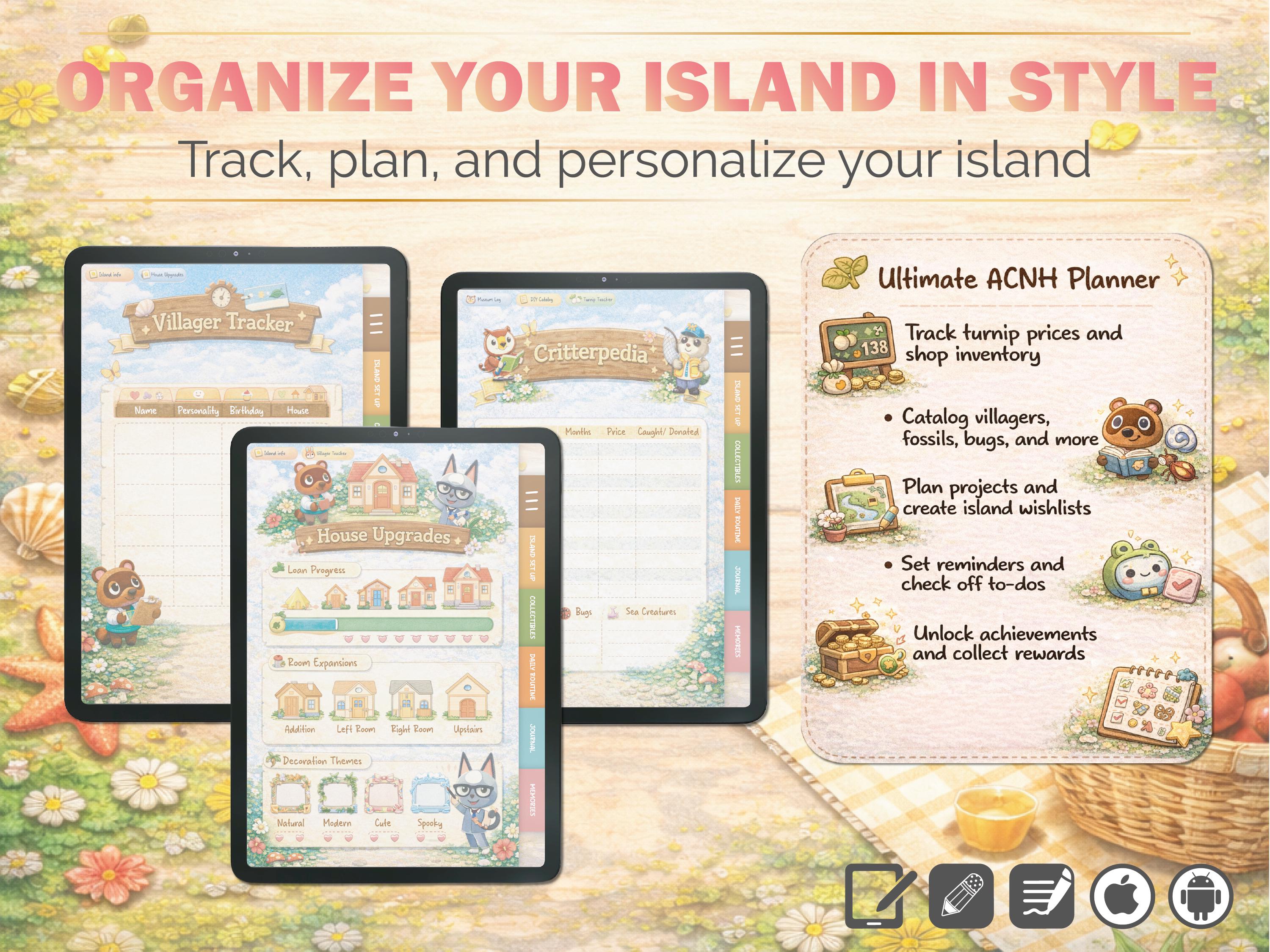 Animal Crossing Digital Planner | ACNH Goodnotes Journal for Island Tracking, Villager Log, Critterpedia, Daily To-Do & More