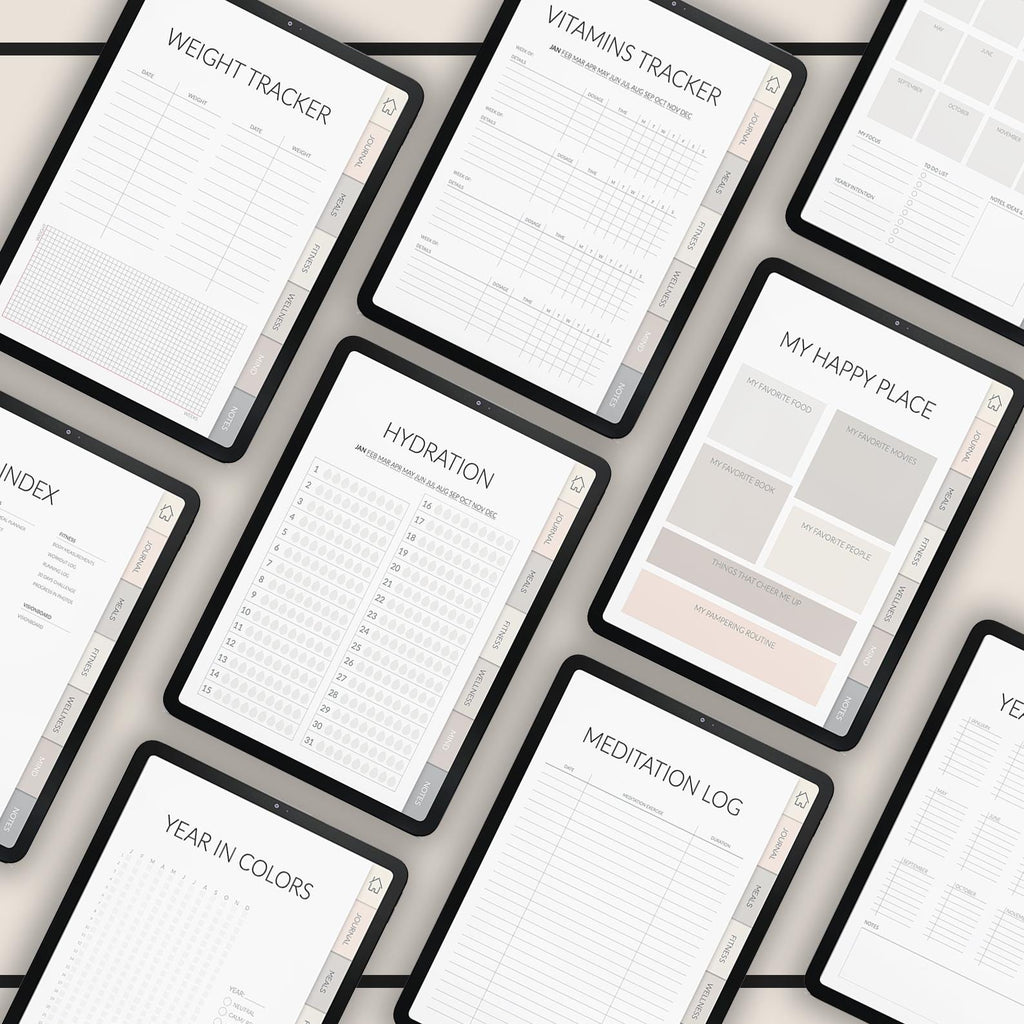 Self-Care Planner: Wellness Journal + 500 Stickers (GoodNotes Compatible)