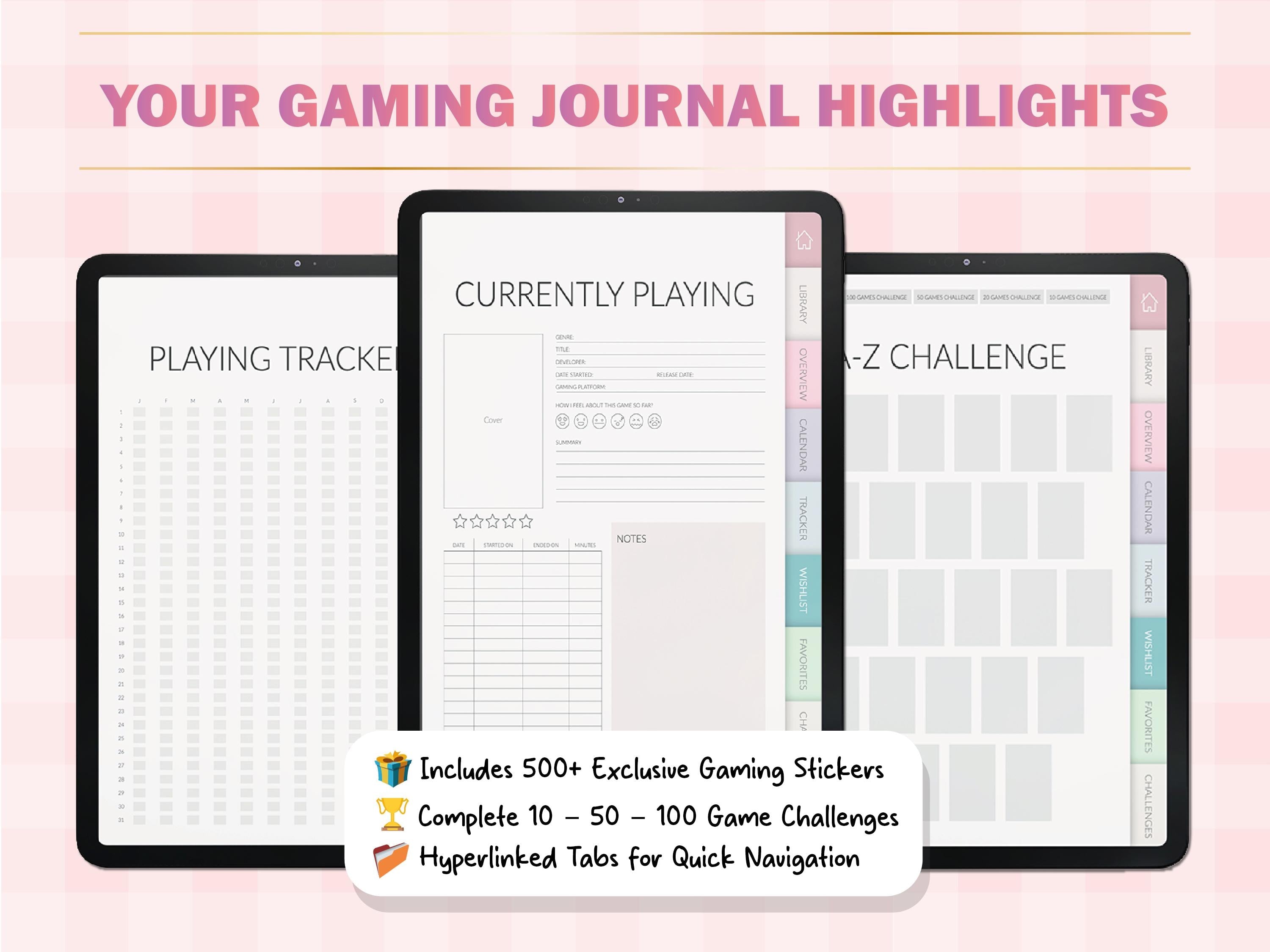 Gaming Journal for Gamers | GoodNotes Planner + 500 Stickers | Game Tracker | Wishlist | Backlog