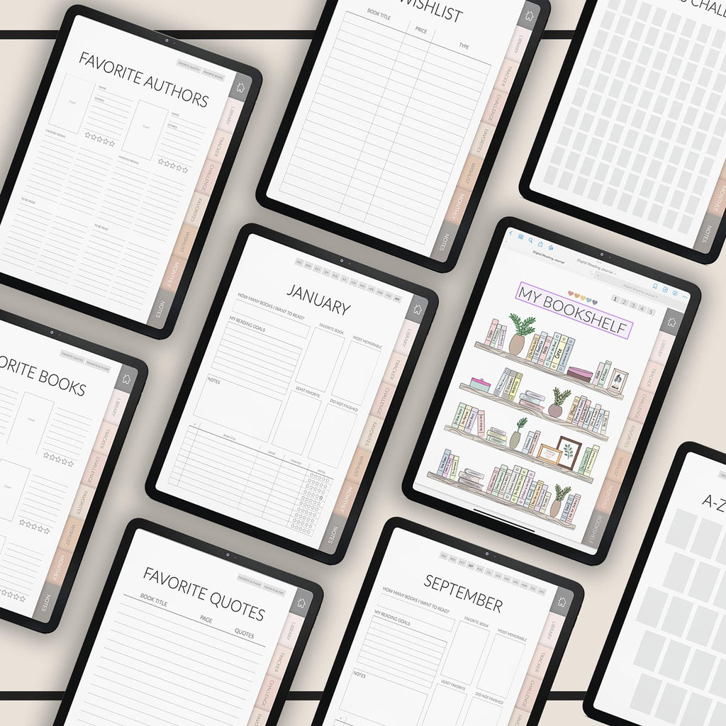 Reading Journal + Kindle Wallpaper Bundle | Book Lover's Planner | GoodNotes