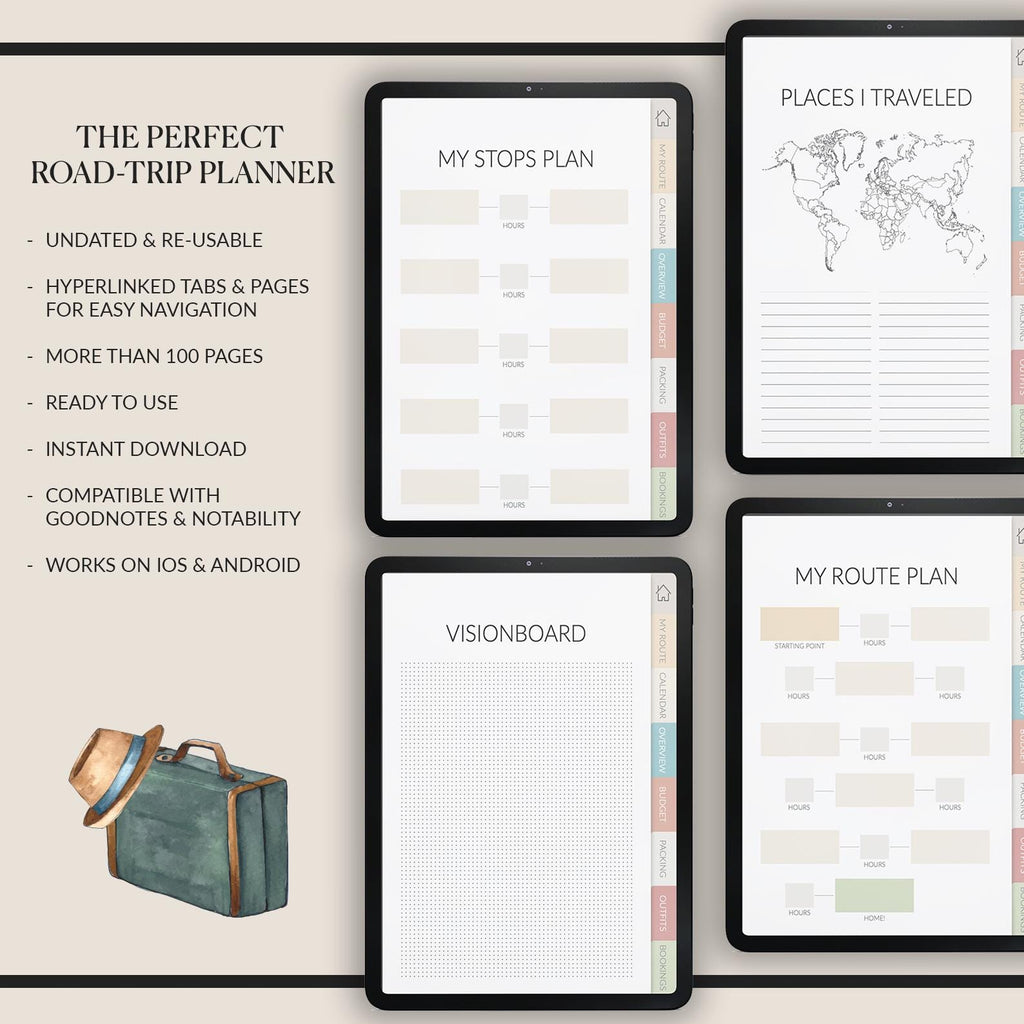 Road Trip Planner | Travel Journal | Trip Planner | Packing List