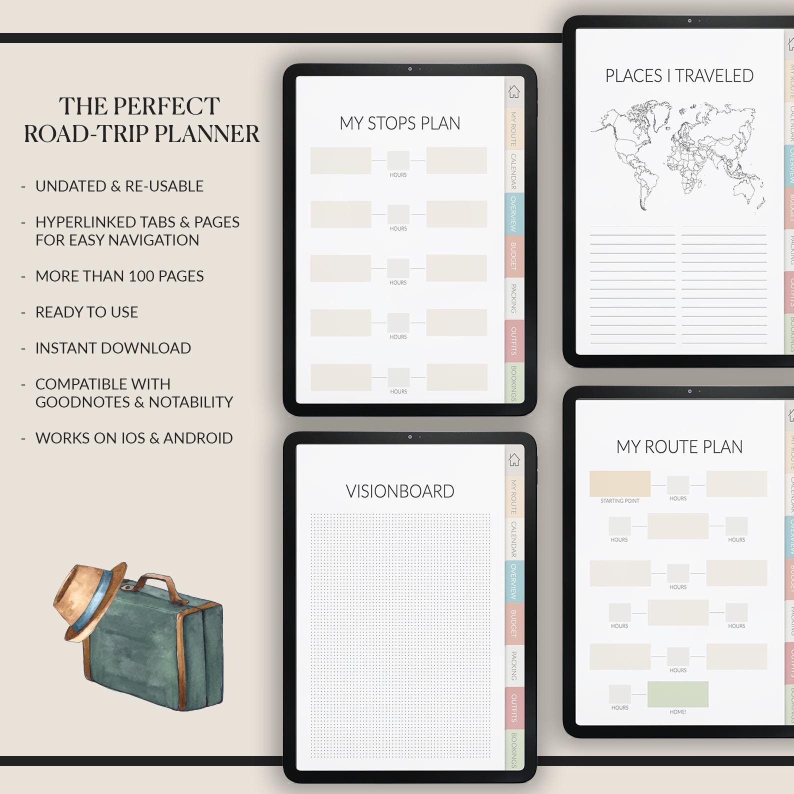 Road Trip Planner | Travel Journal | Trip Planner | Packing List