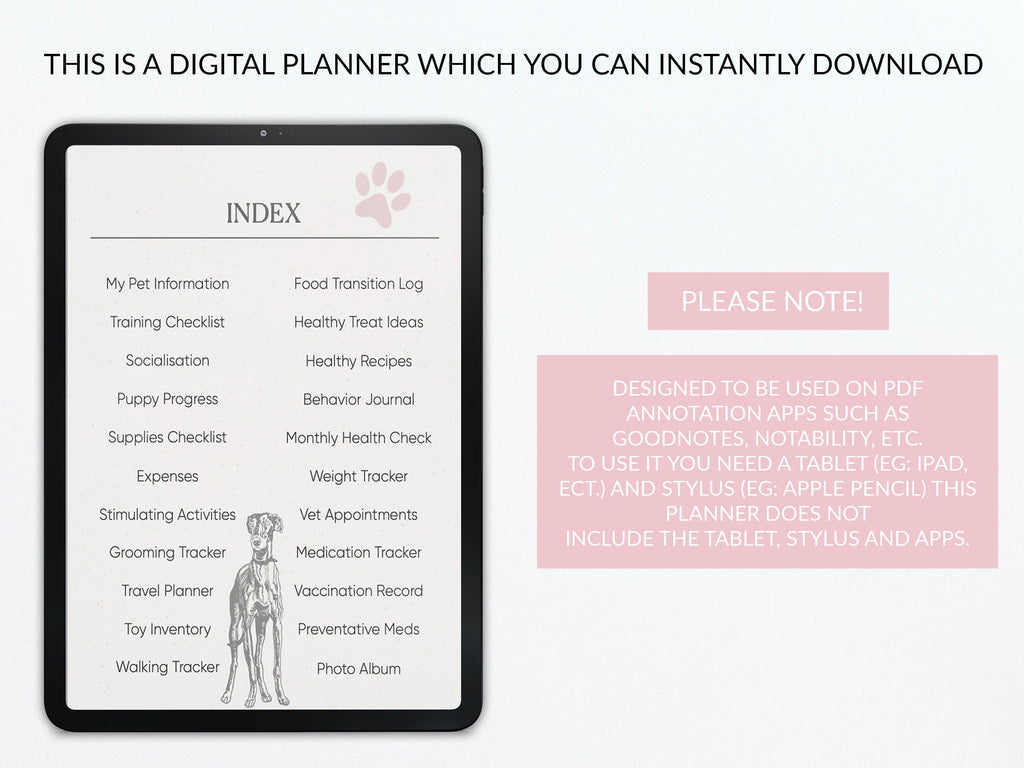 Dog Care Journal | Pet Health Planner | Pet Tracker