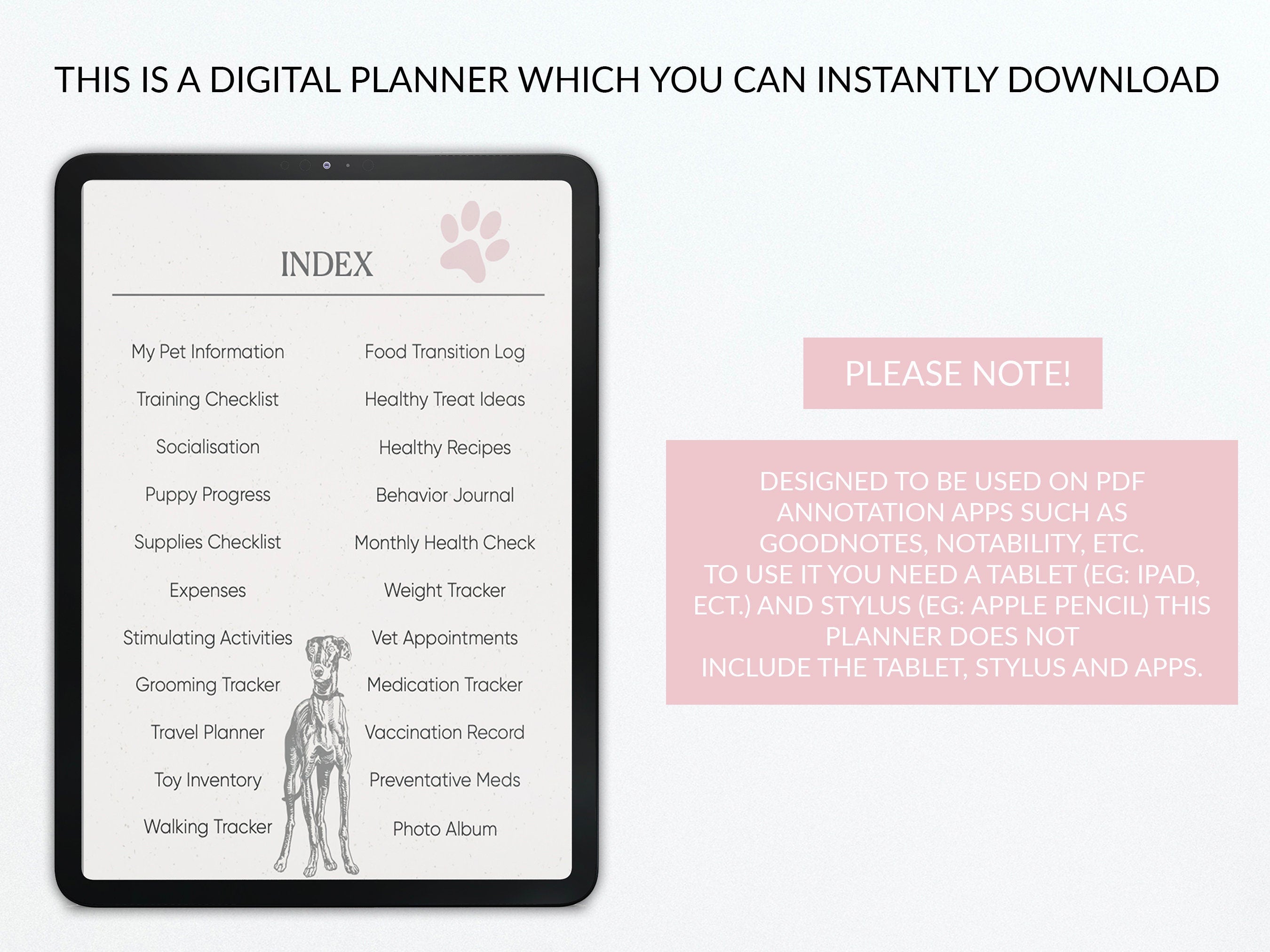 Dog Care Journal | Pet Health Planner | Pet Tracker
