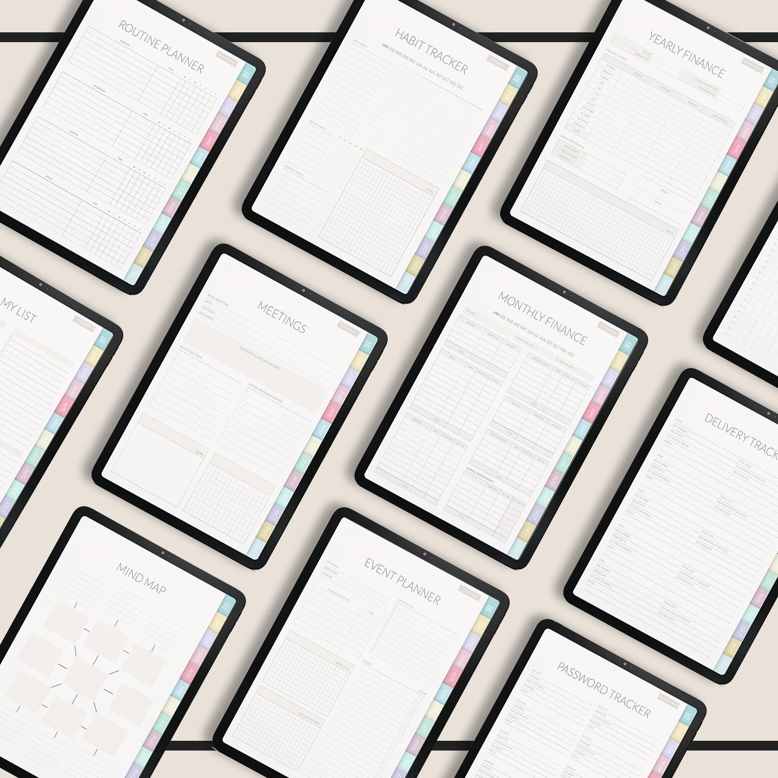 Undated Kawaii Daily Planner: iPad GoodNotes Compatible +500 Digital Stickers