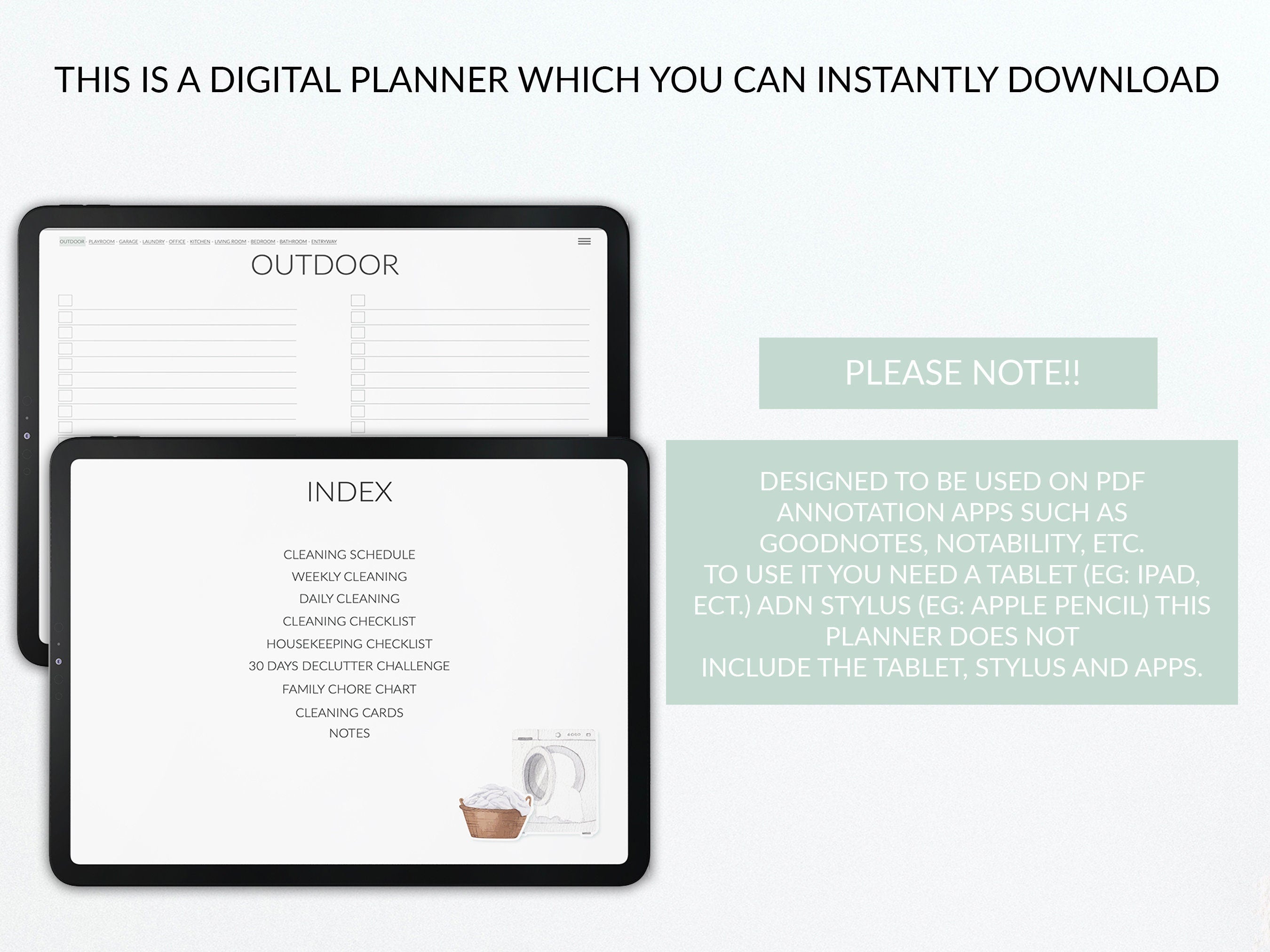 Cleaning Planner: Printable Home Organization Workbook