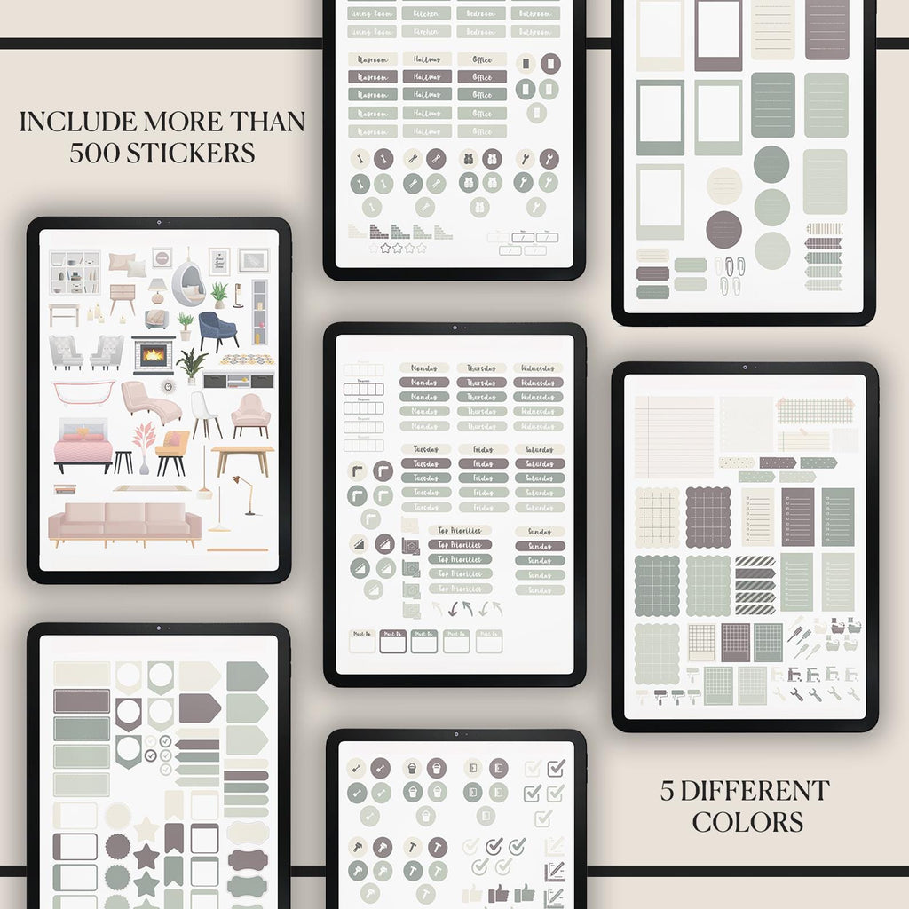 Home Renovation Planner: Project Management, Budget Tracker (500+ Stickers)