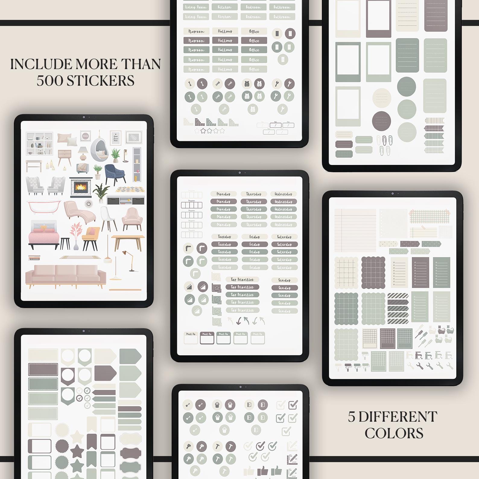 Home Renovation Planner: Project Management, Budget Tracker (500+ Stickers)
