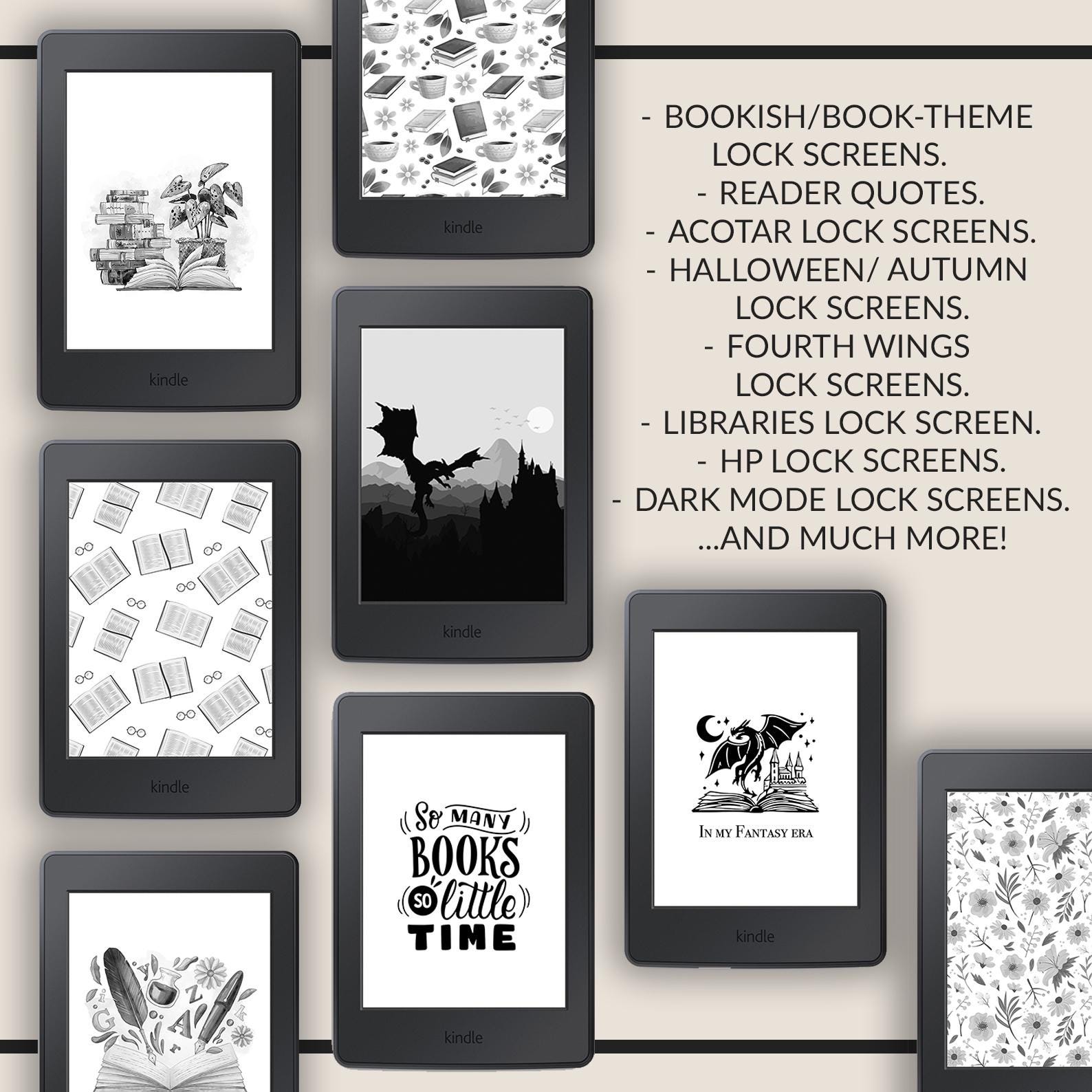 Kindle Lock Screen Bundle: 80+ Minimalist & Cozy Designs