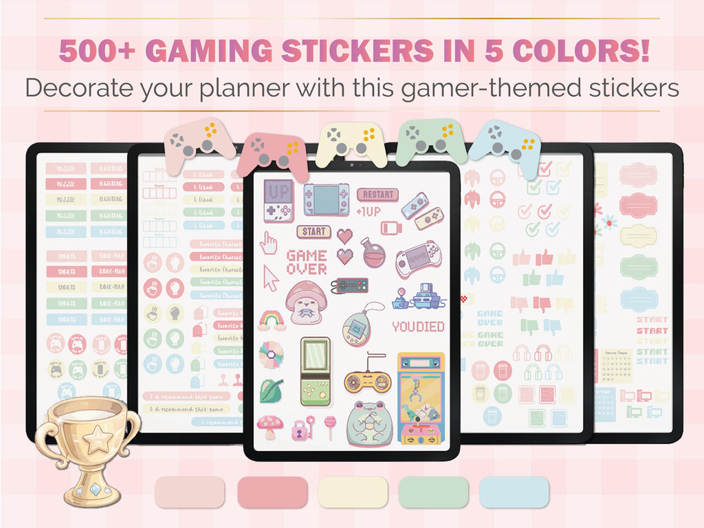 Gaming Journal: Gamer Logbook + 500 Stickers (GoodNotes)
