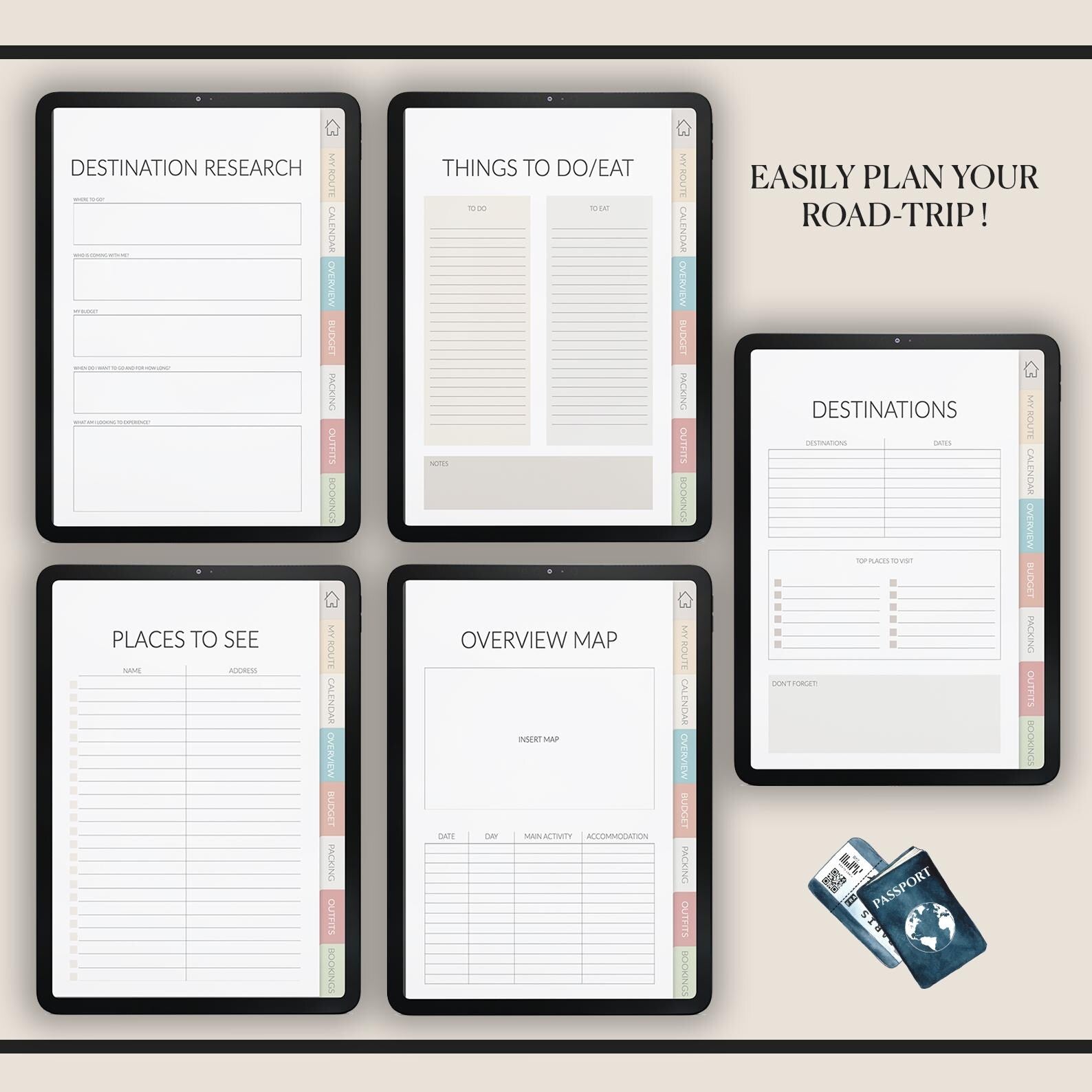 Road Trip Planner | Travel Journal | Trip Planner | Packing List