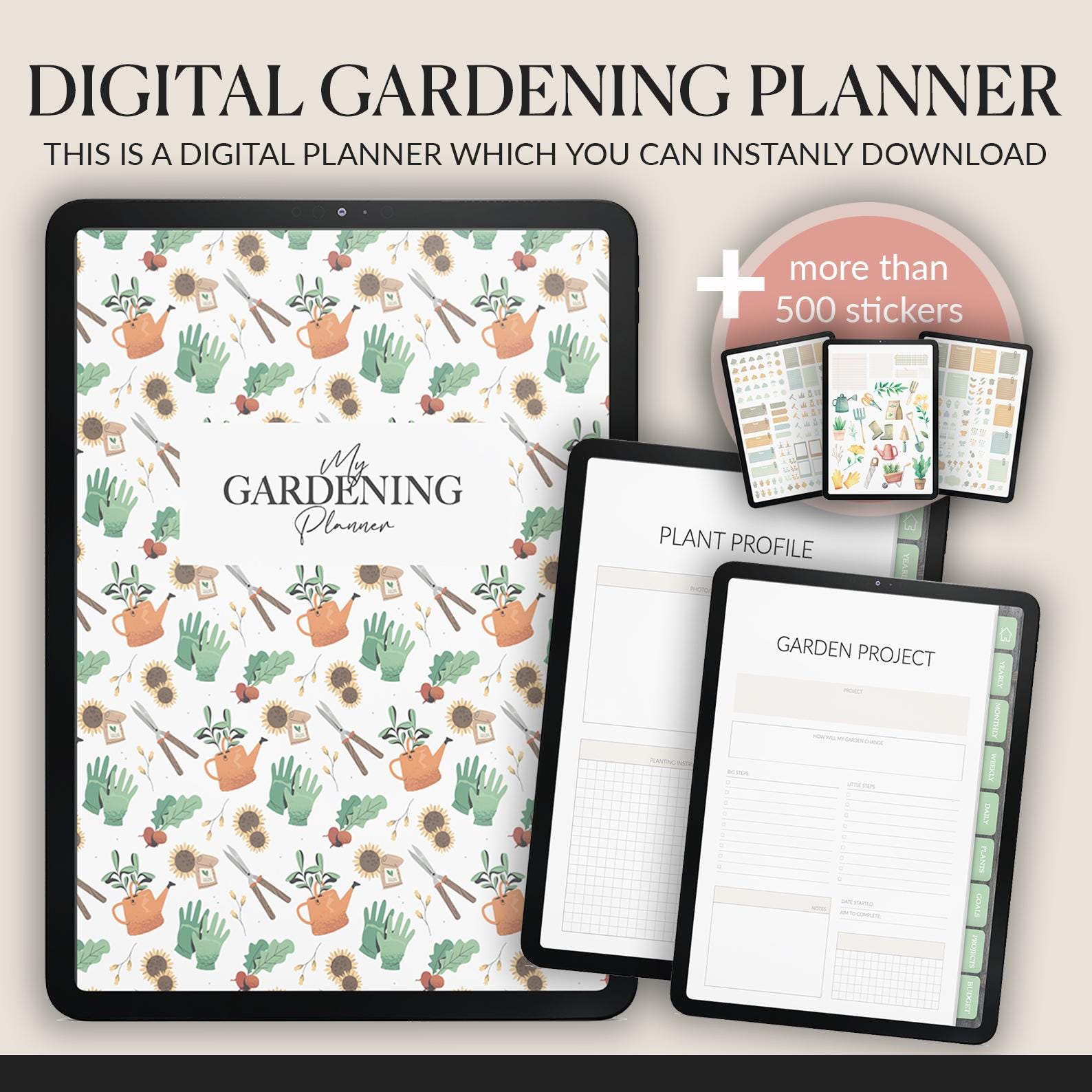 Gardening Planner: 140+ Page with 500+ Stickers