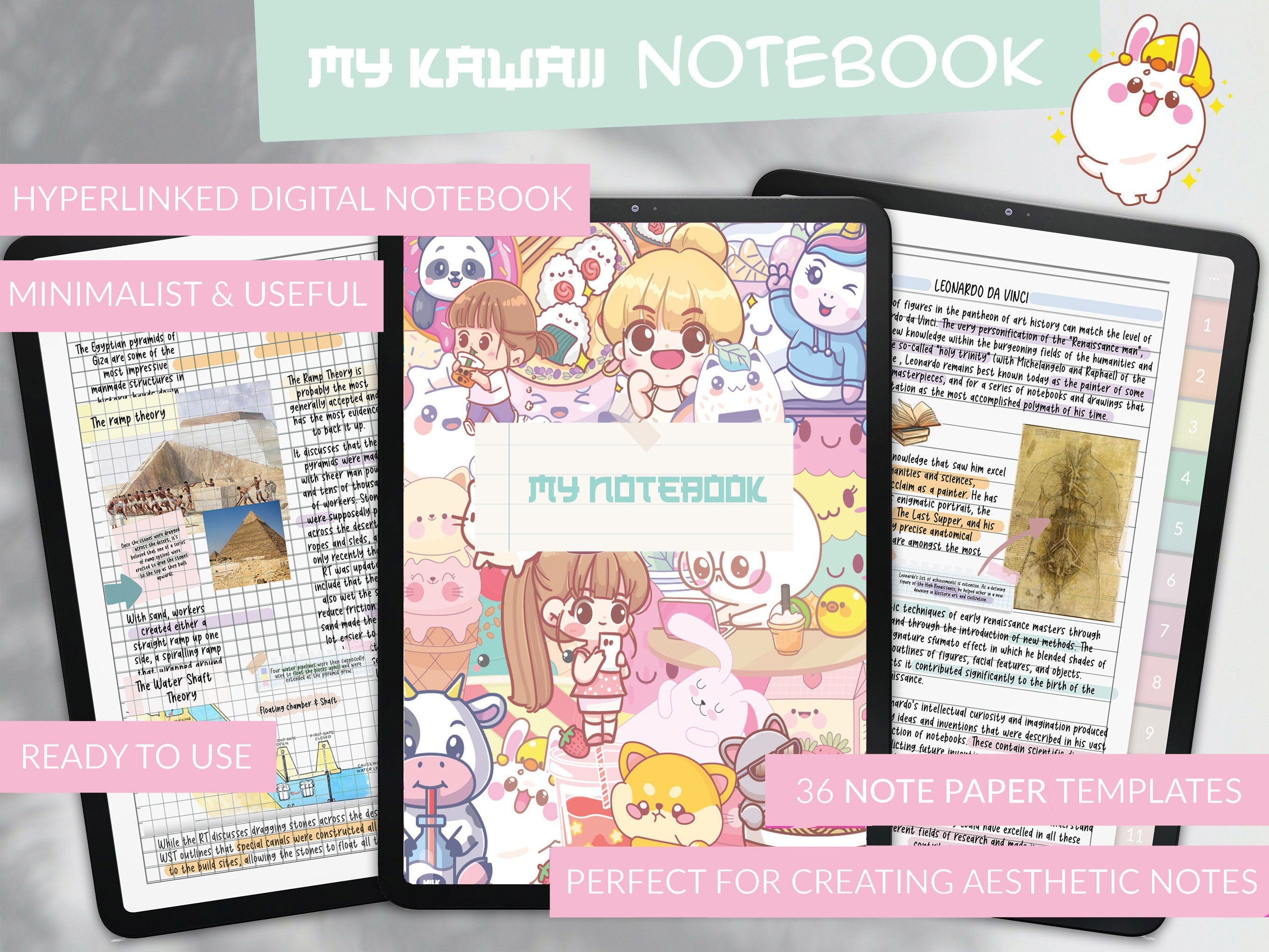 Kawaii Digital Notebook: Hyperlinked Student Planner