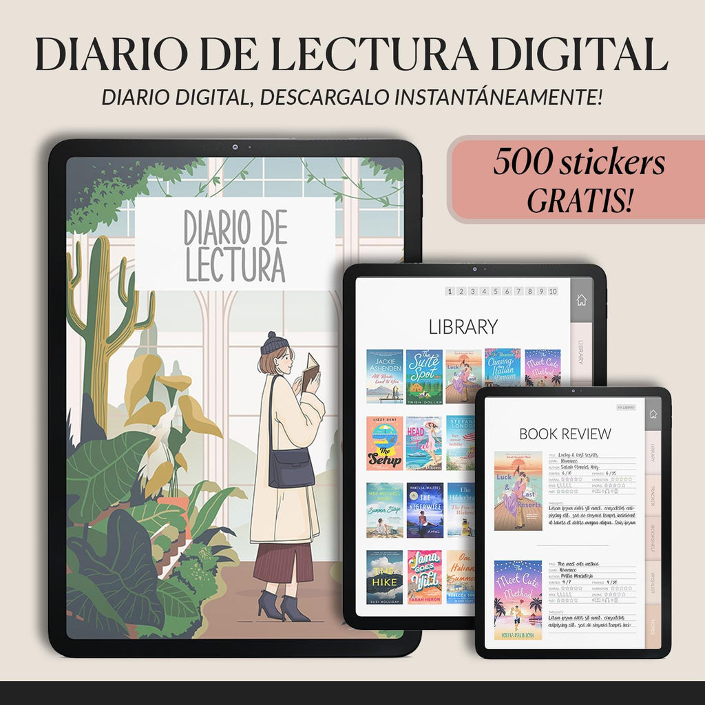 Diario de Lectura | +500 Stickers | Book Tracker