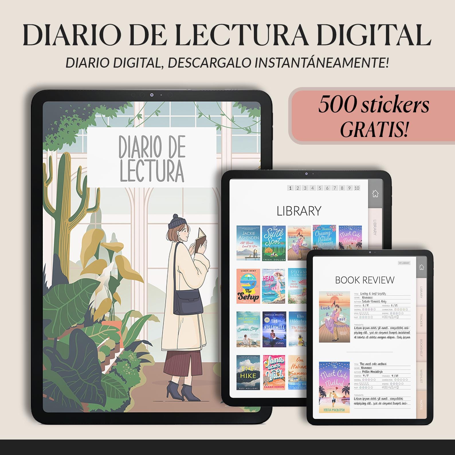 Diario de Lectura | +500 Stickers | Book Tracker