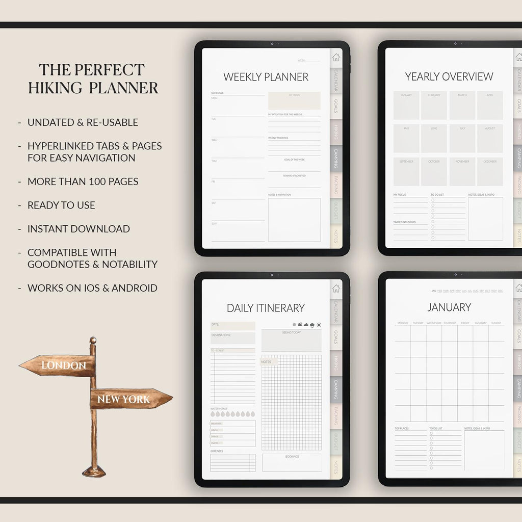 Hiking Planner | Route Tracker & Gear List |+ 500 Stickers