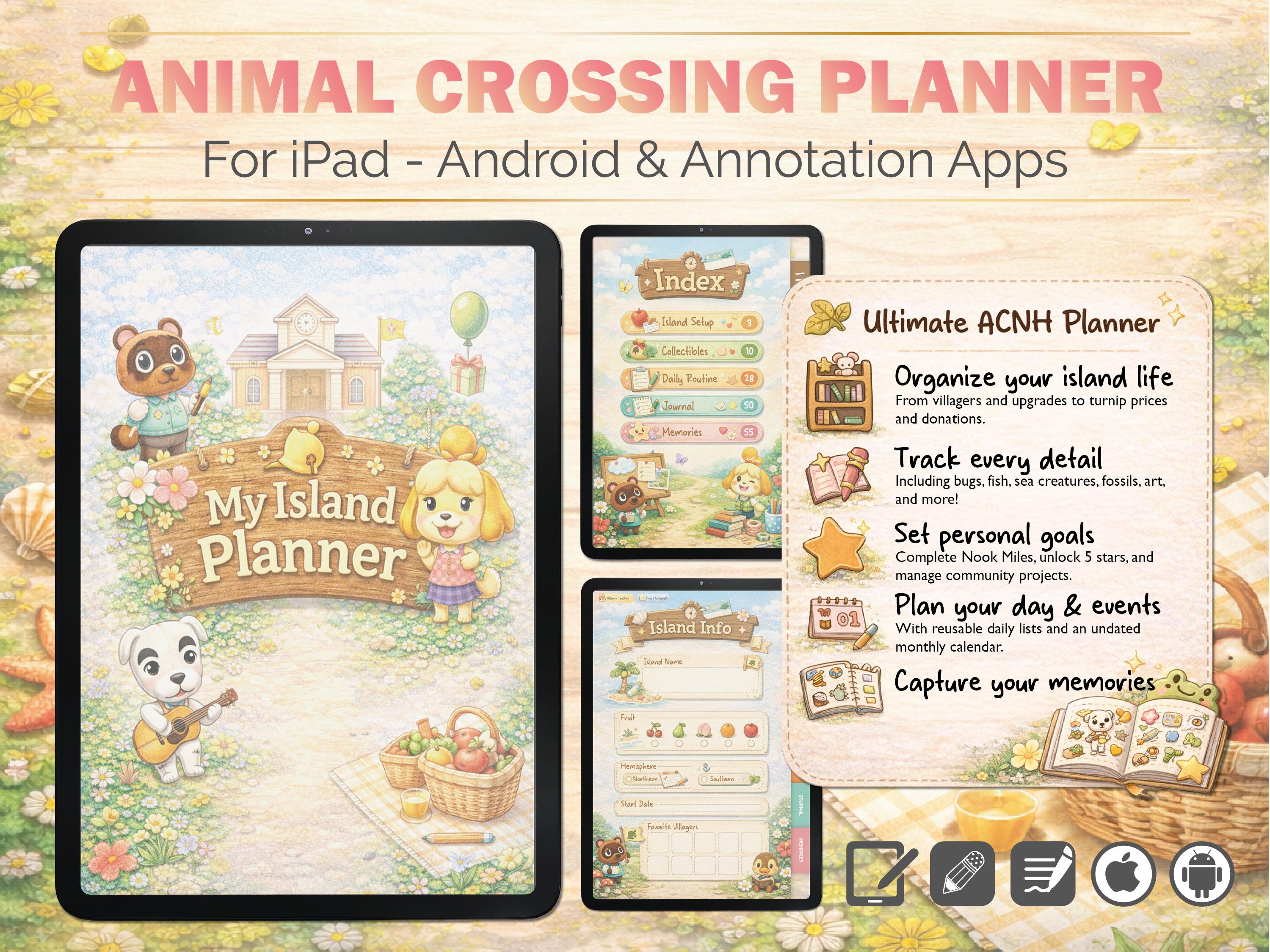 Animal Crossing Digital Planner | ACNH Goodnotes Journal for Island Tracking, Villager Log, Critterpedia, Daily To-Do & More