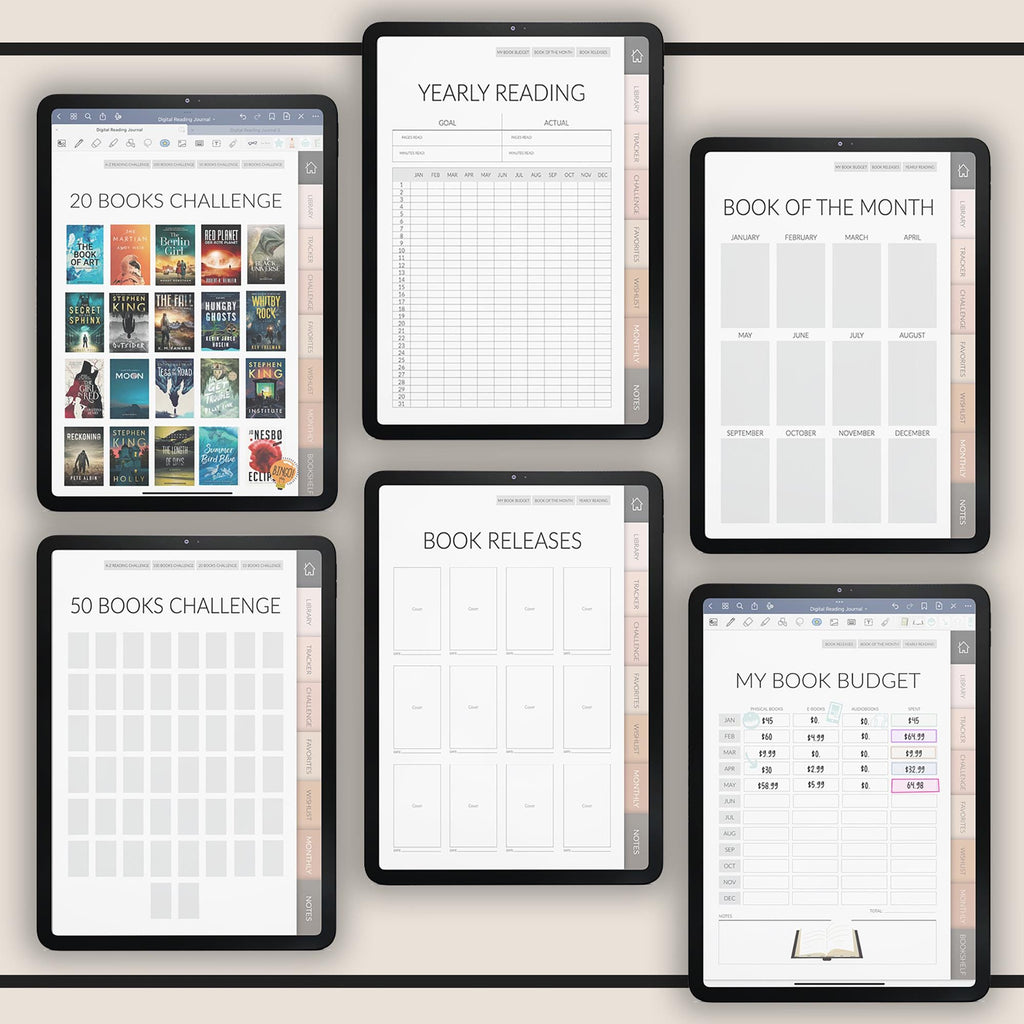 Reading Journal + Kindle Wallpaper Bundle | Book Lover's Planner | GoodNotes