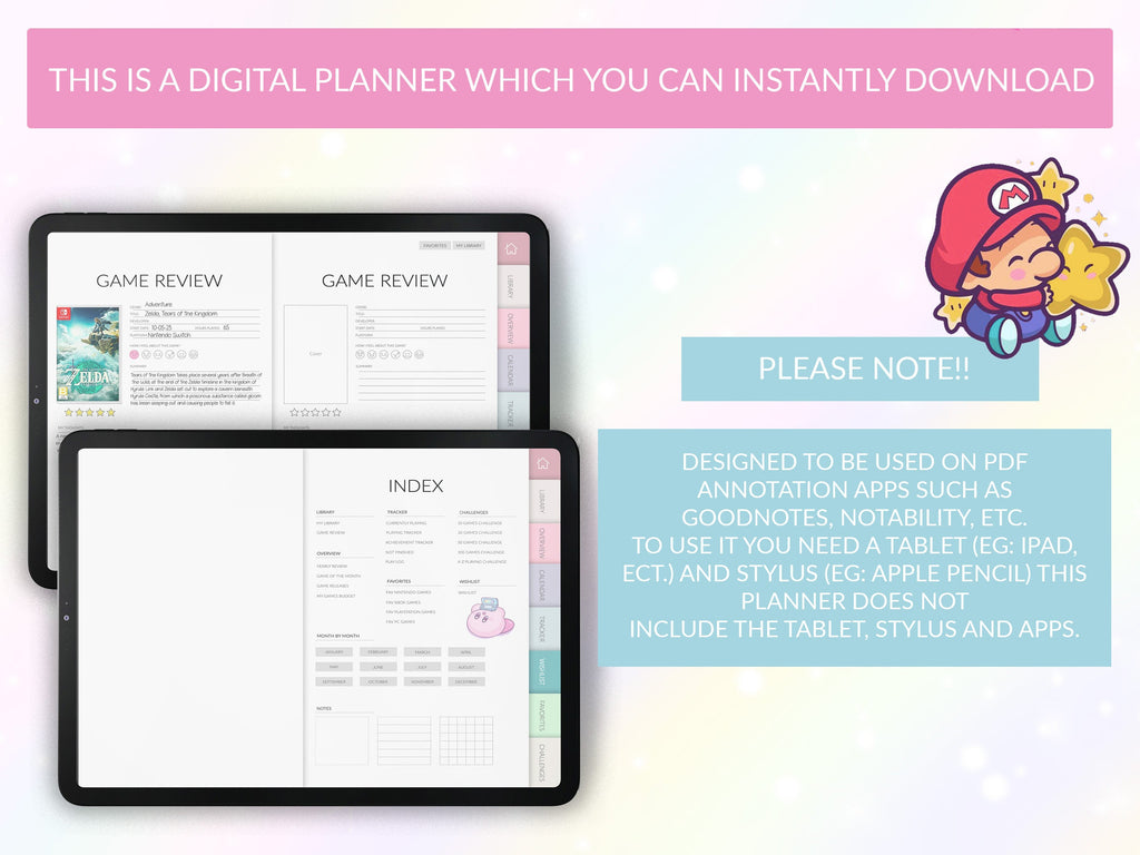 Gaming Journal | Interactive Planner | For GoodNotes, Notability