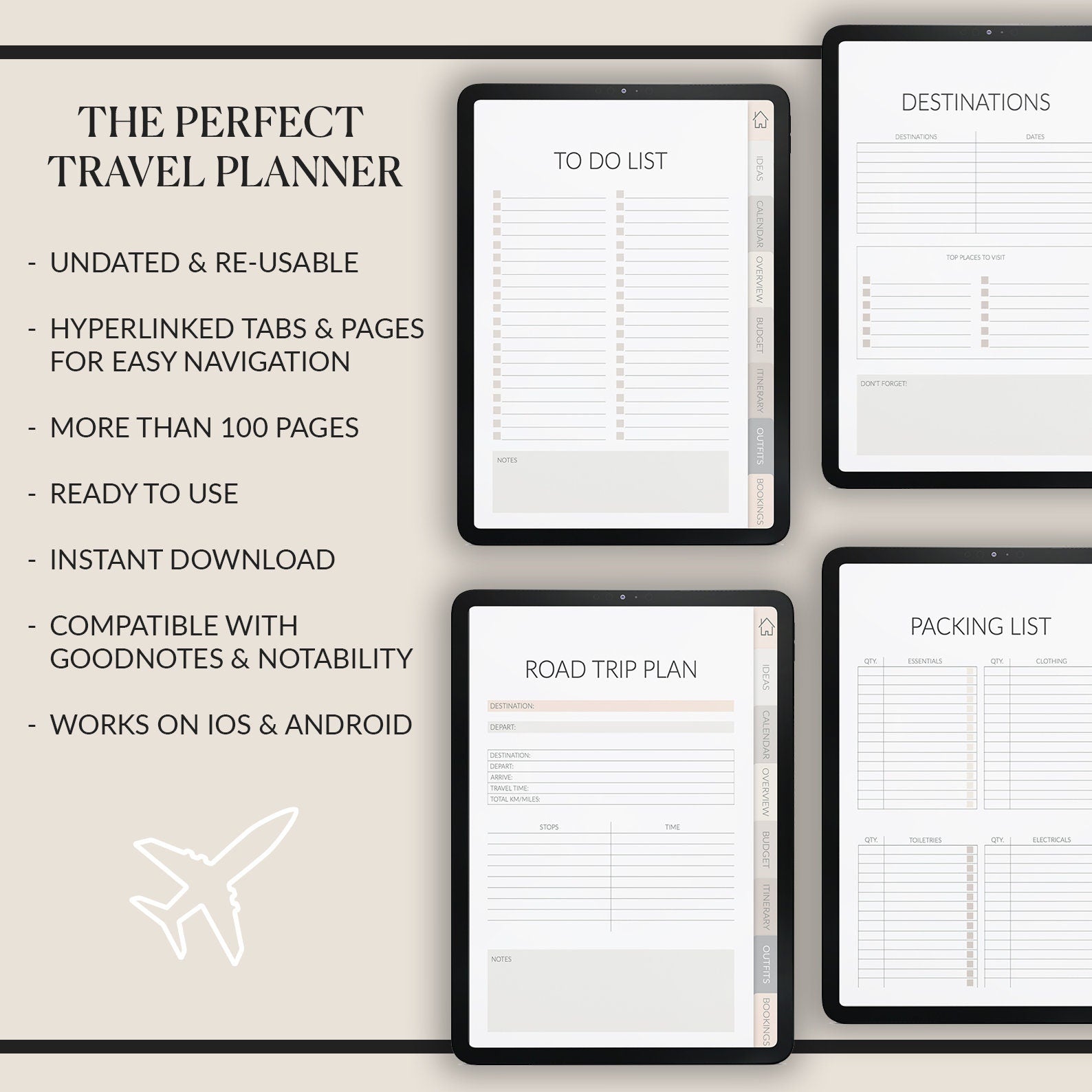 Travel Planner | Travel Organizer | Vacation Itinerary | + 500 Stickers