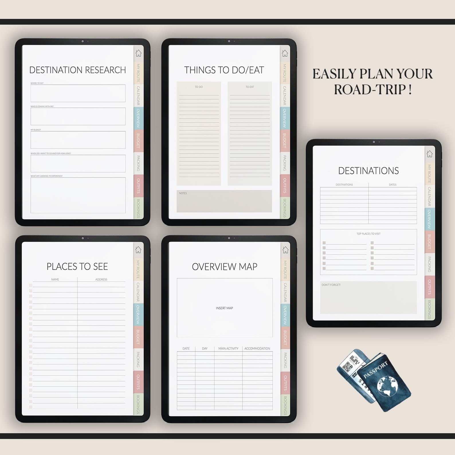 Road Trip Planner | Travel Journal | Trip Planner | Packing List
