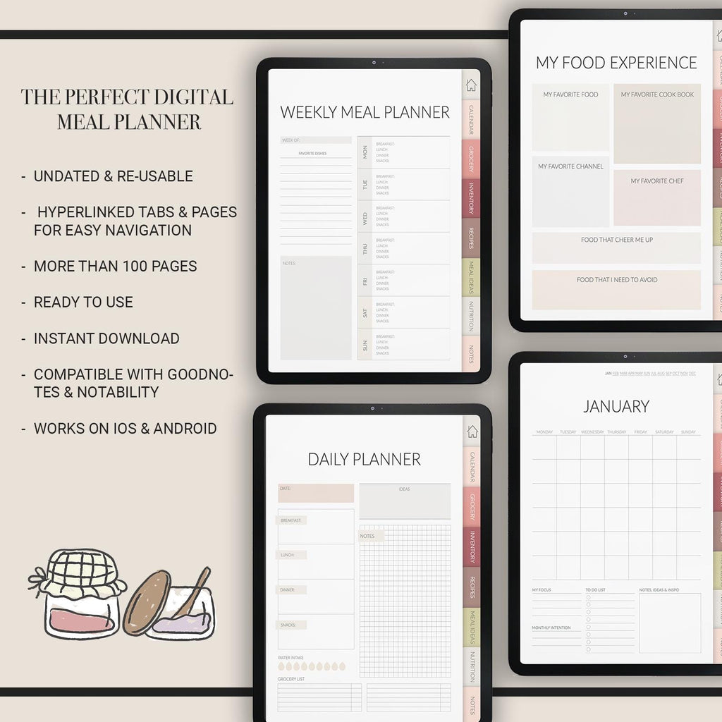 Meal Planner | Weekly Prep & Grocery List | With 500+ Stickers