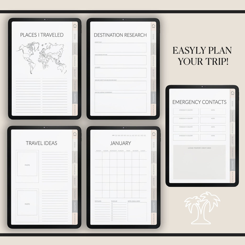 Travel Planner | Travel Organizer | Vacation Itinerary | + 500 Stickers