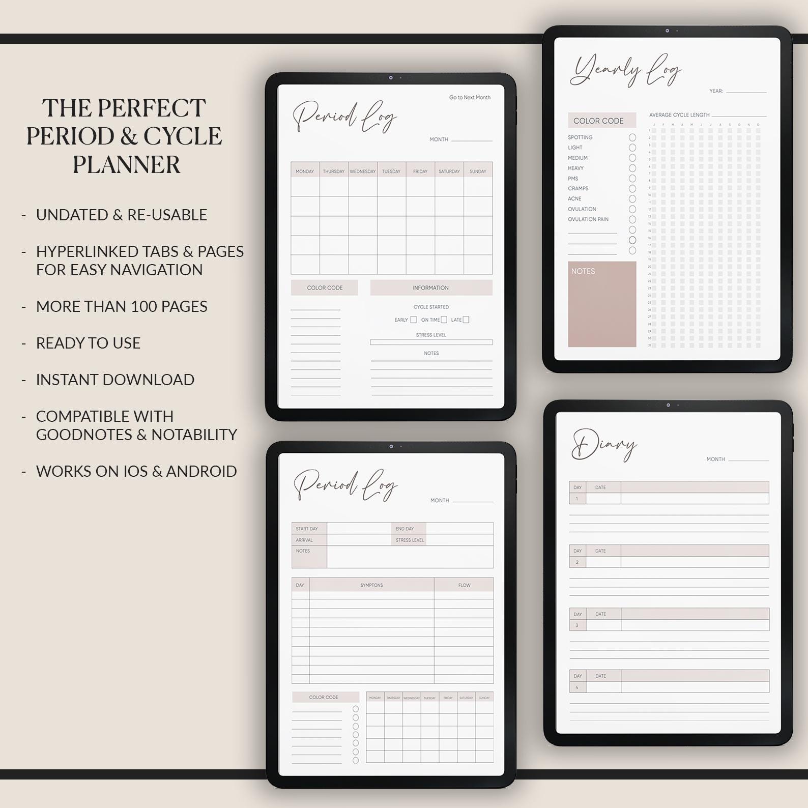 Period & Cycle Journal | Wellness Tracker | SelfCare Planner