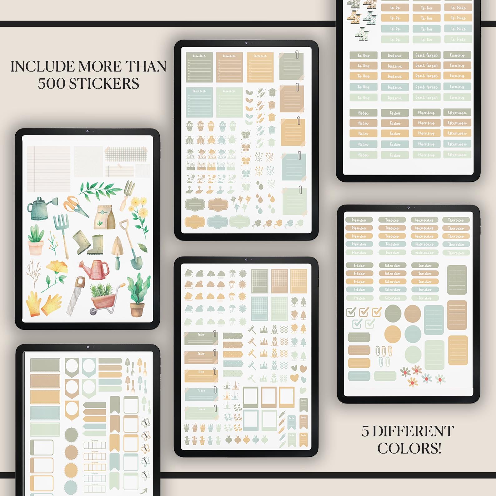 Gardening Planner: 140+ Page with 500+ Stickers (GoodNotes & Notability Compatible)