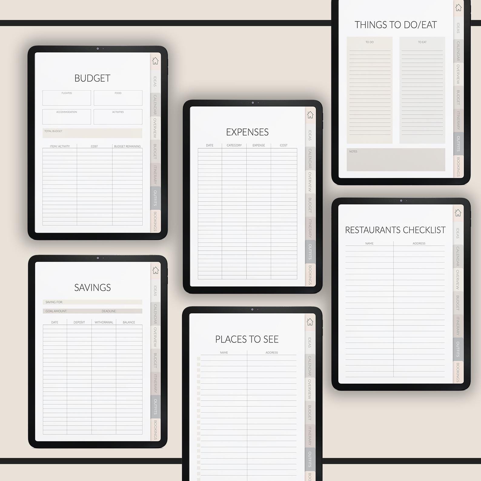 Digital Travel | Travel Organizer | Vacation Itinerary | + 500 Stickers