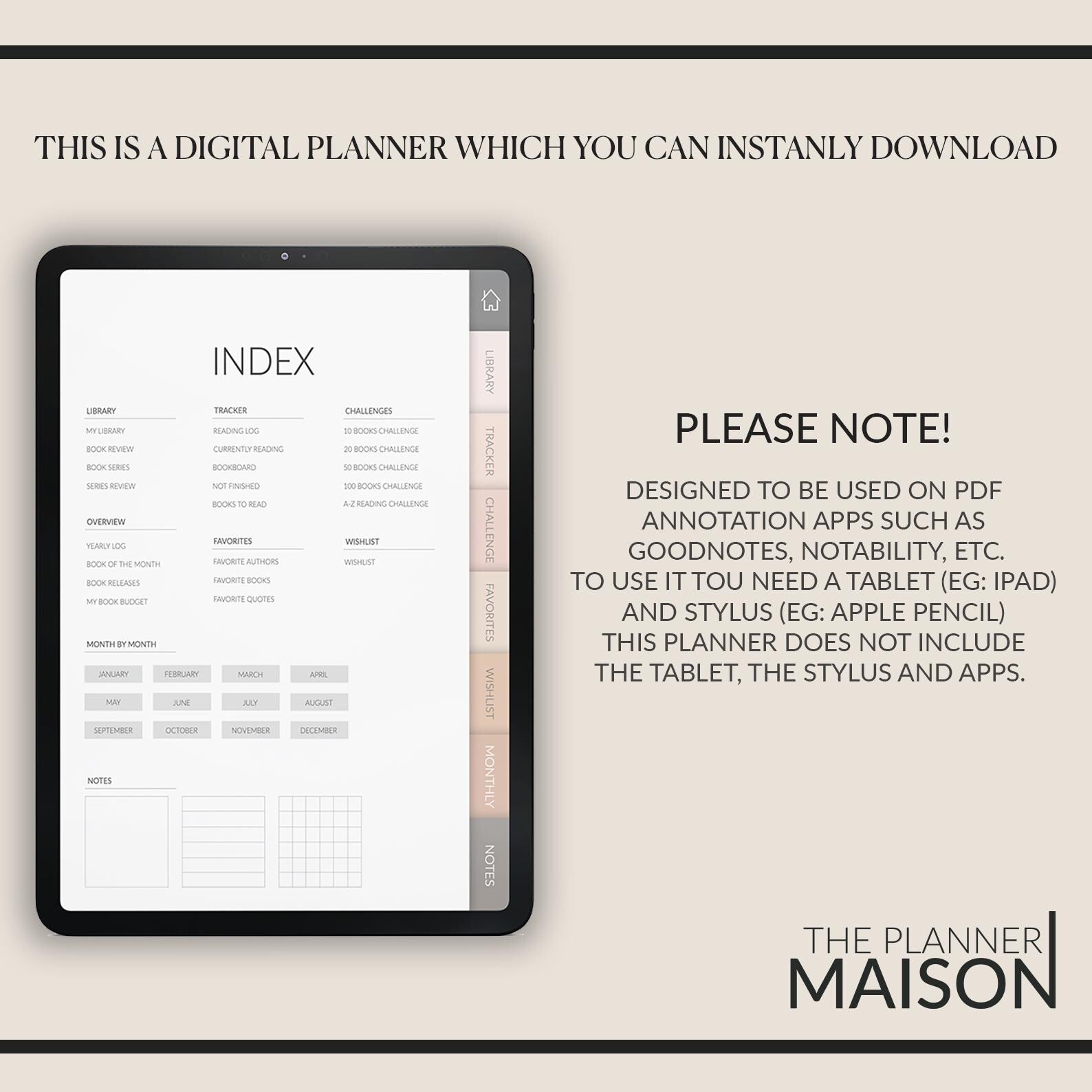 Reading Journal for GoodNotes: Book Tracker with 500+ Stickers