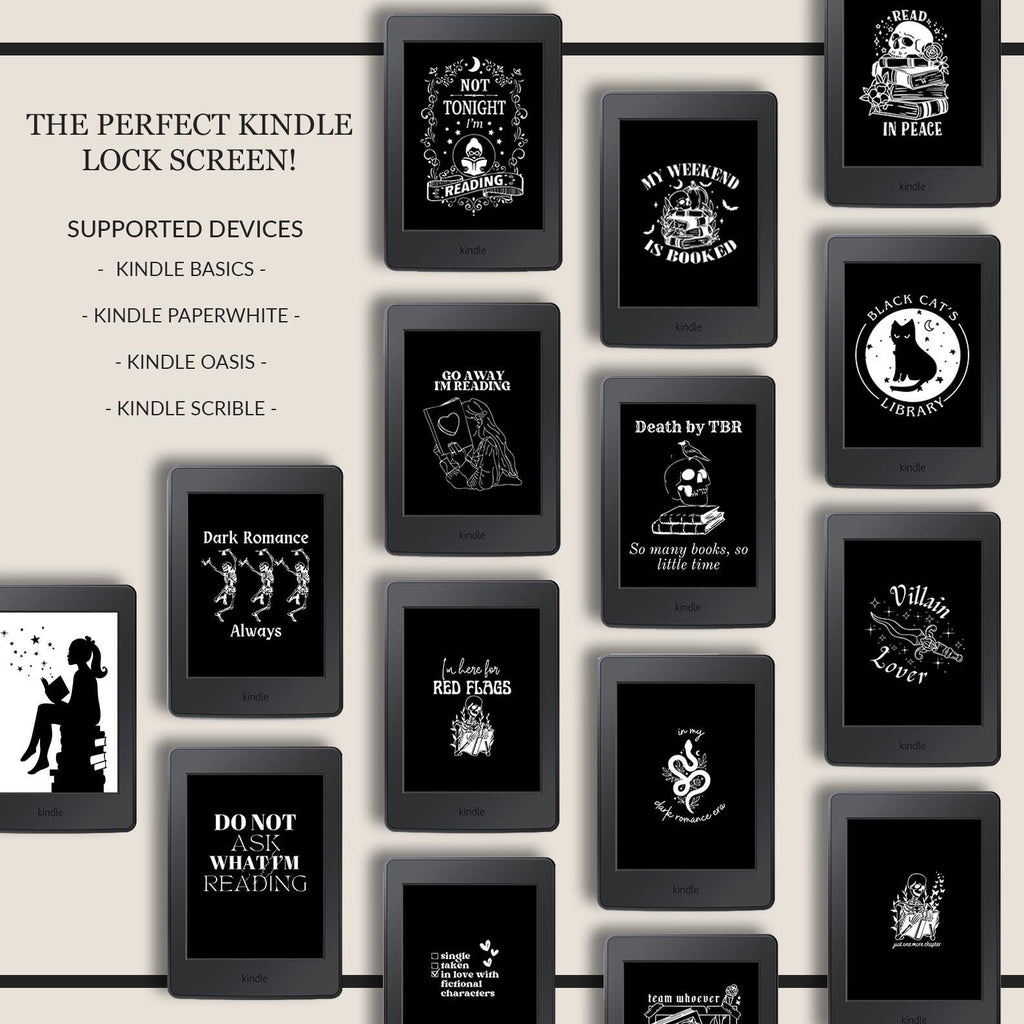 Dark Academia Kindle Lock Screen Bundle: Gothic Romantasy Wallpapers