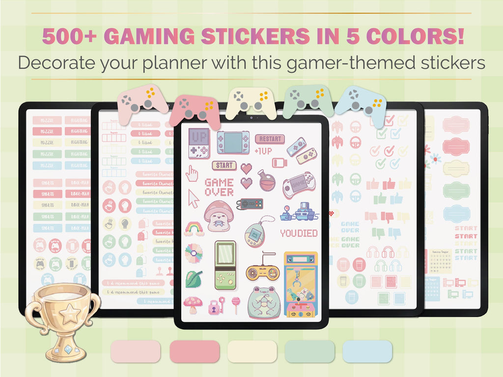 Gaming Journal PRO: Interactive Gamer Logbook + 500 Stickers (GoodNotes)
