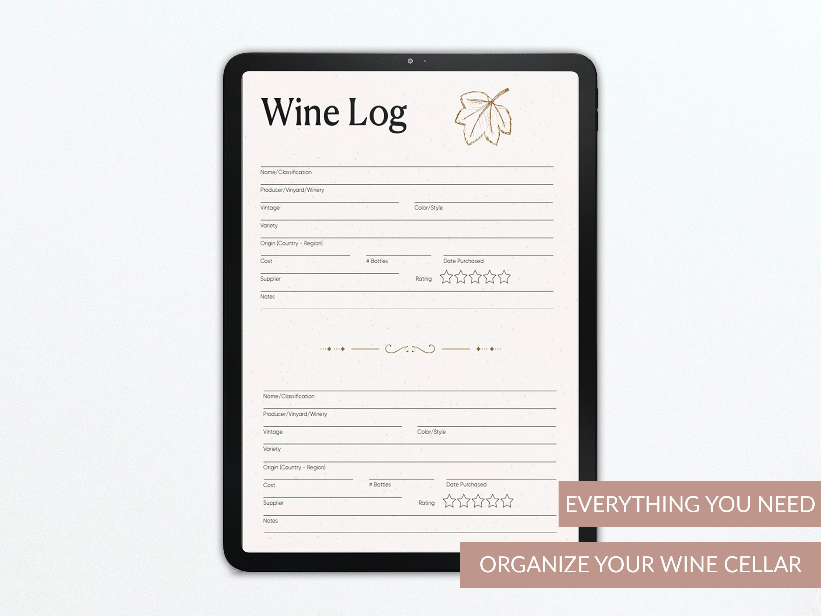 Wine Tasting Journal | Wine Log | Pairings | Foodie Lovers