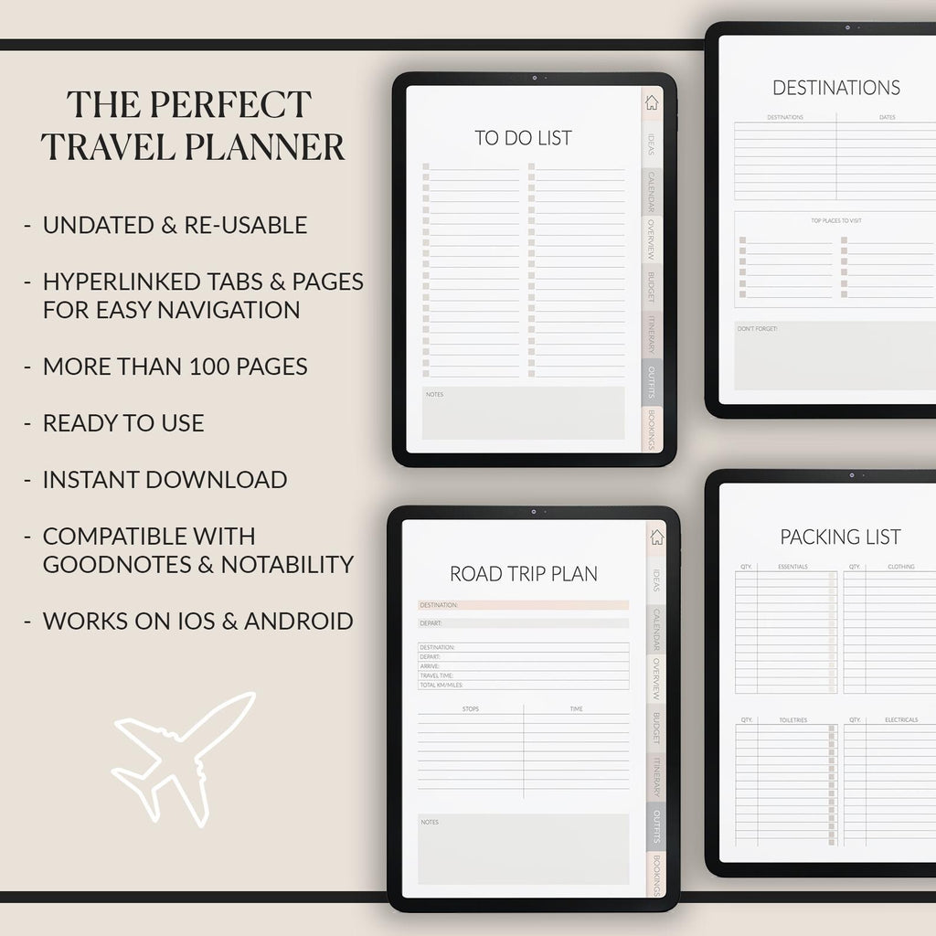Digital Travel | Travel Organizer | Vacation Itinerary | + 500 Stickers