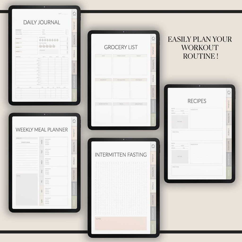 Fitness & Wellness Planner | Mood Tracker | Mindfulness Journal | Workout and Meal Organizer