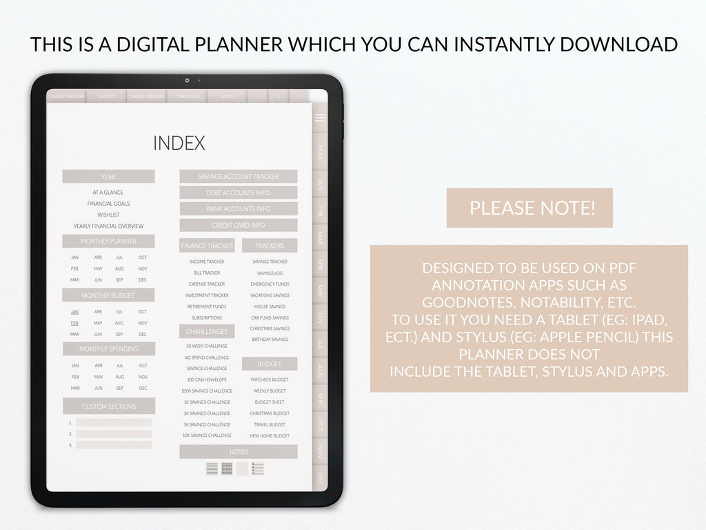 Budget Planner | Undated Finance Tracker | for GoodNotes