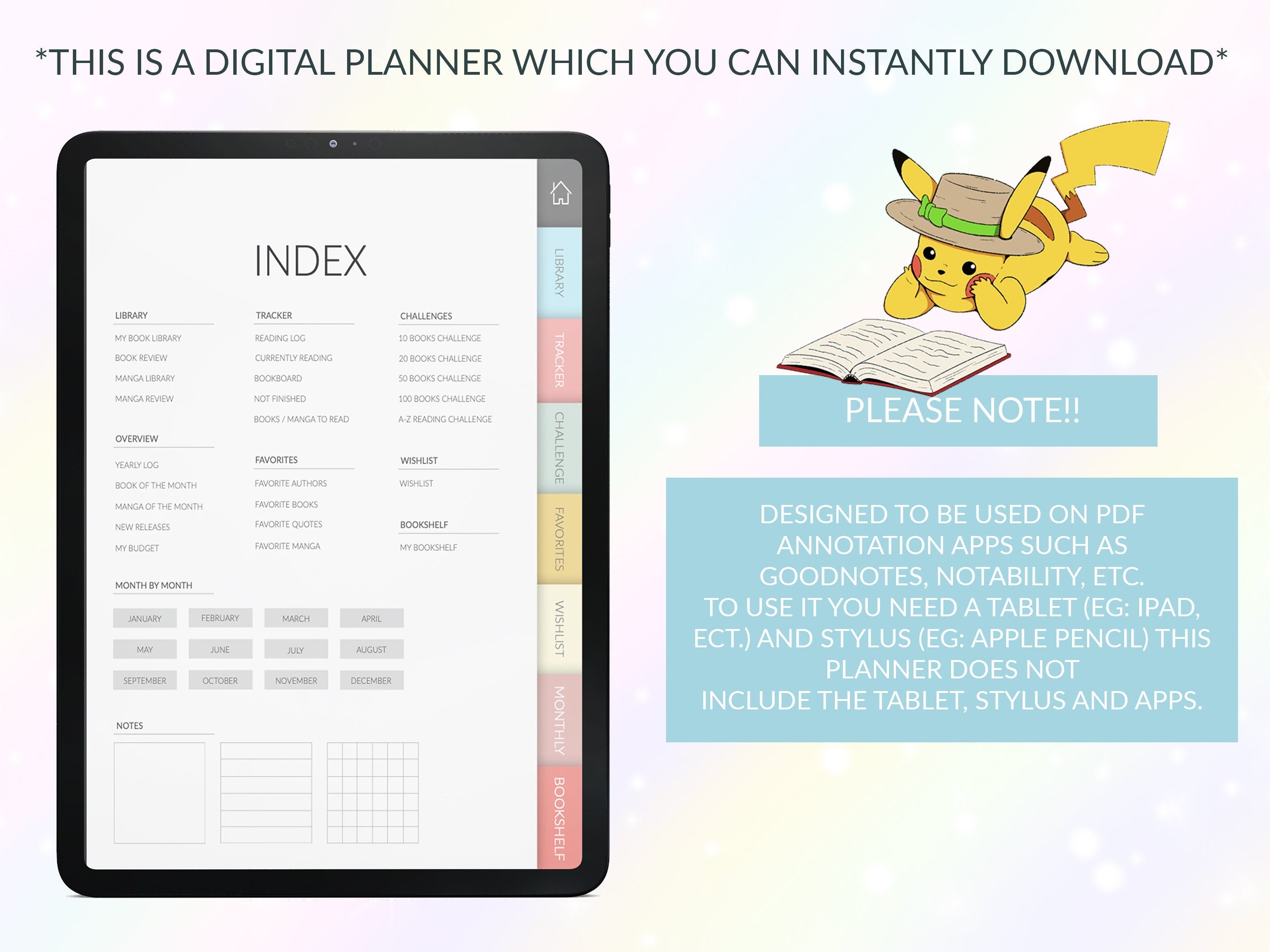 Books & Manga Journal | Reading Planner | Manga Tracker | Manga girl |  GoodNotes, Notability