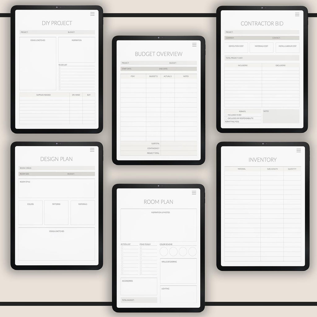 Home Renovation Planner: Project Management, Budget Tracker (GoodNotes Stickers Included)