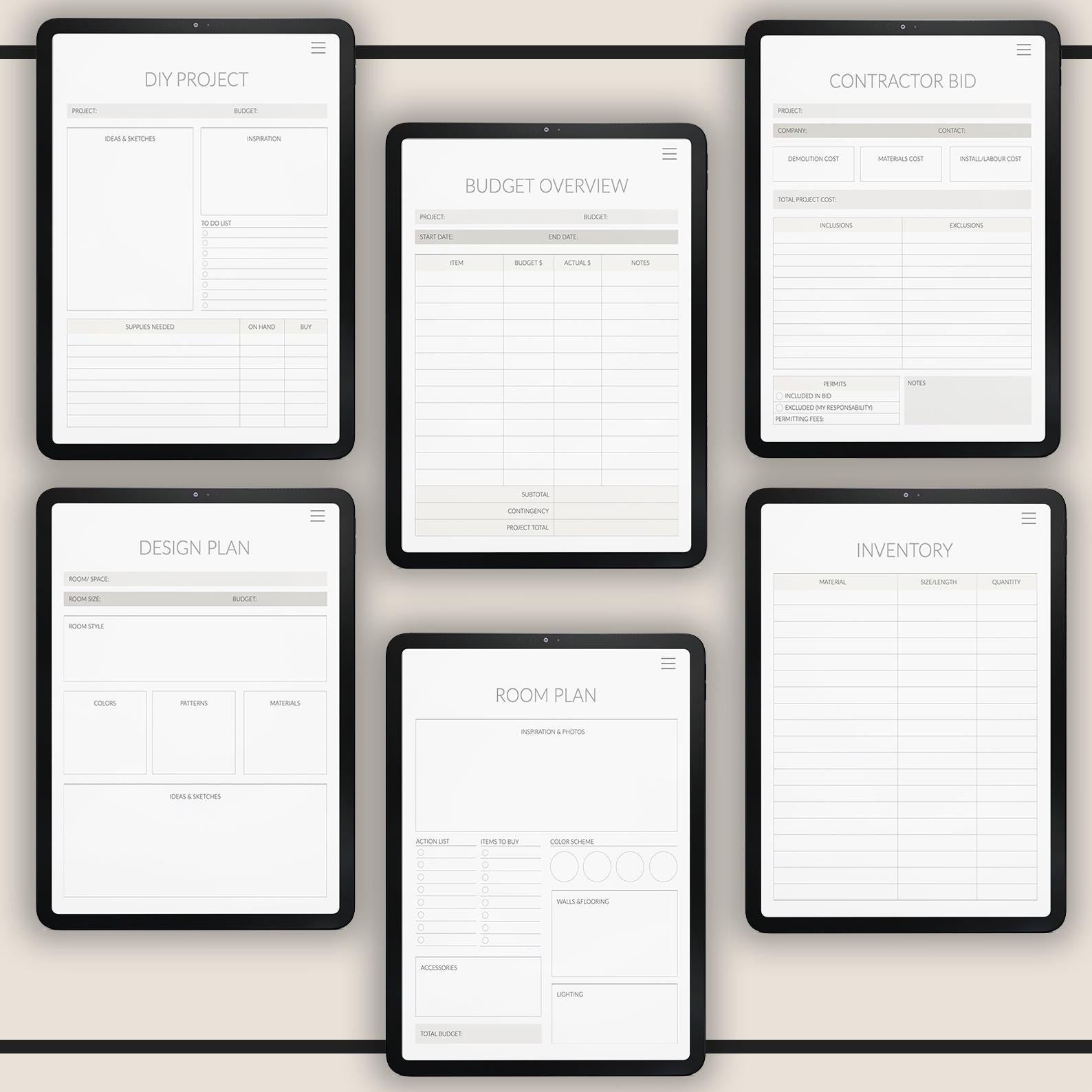 Home Renovation Planner: Project Management, Budget Tracker (GoodNotes Stickers Included)