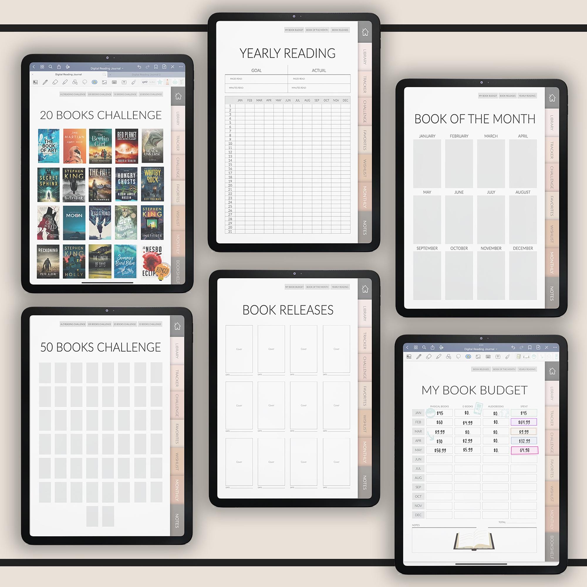 Reading Journal + Kindle Wallpaper Bundle | Book Lover's Planner | GoodNotes