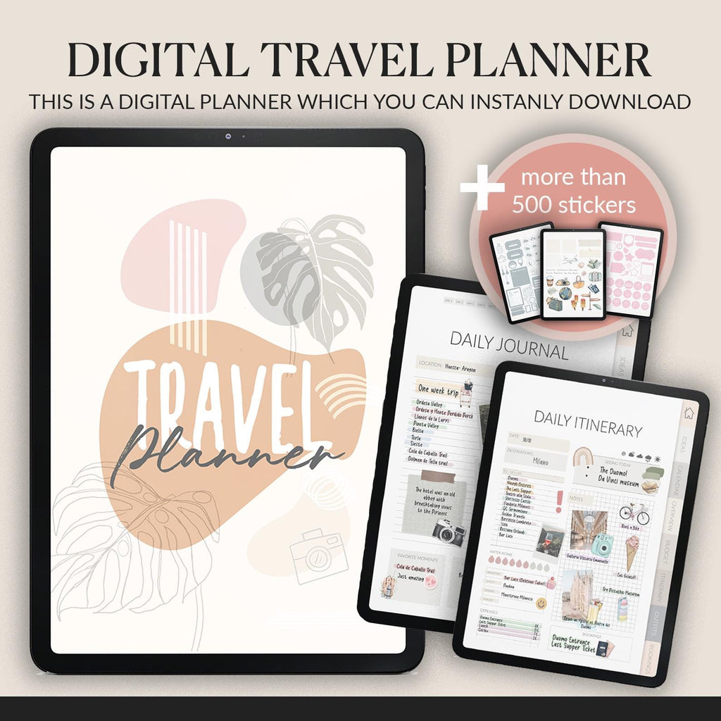 Digital Travel | Travel Organizer | Vacation Itinerary | + 500 Stickers
