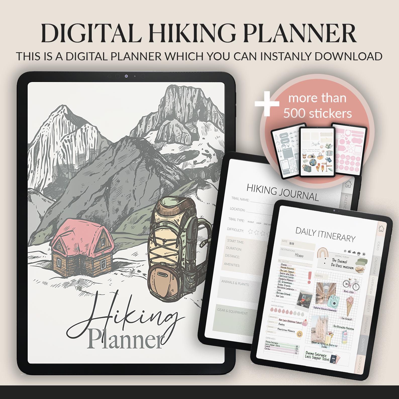 Hiking Planner | Route Tracker & Gear List |+ 500 Stickers
